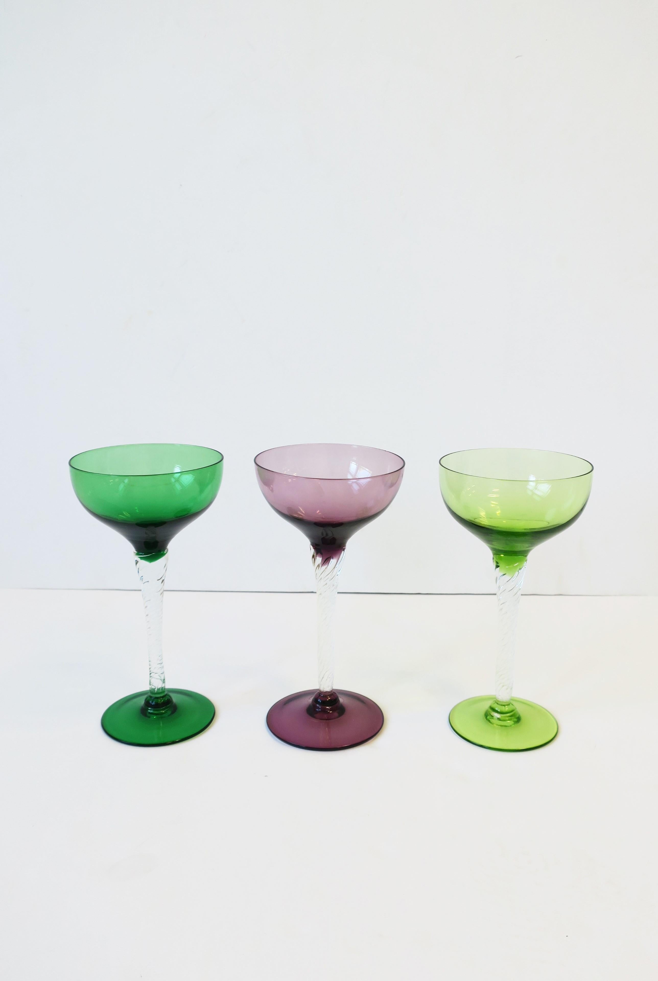 European Cocktail or Champagne Coupe Glasses, Set of 3 For Sale