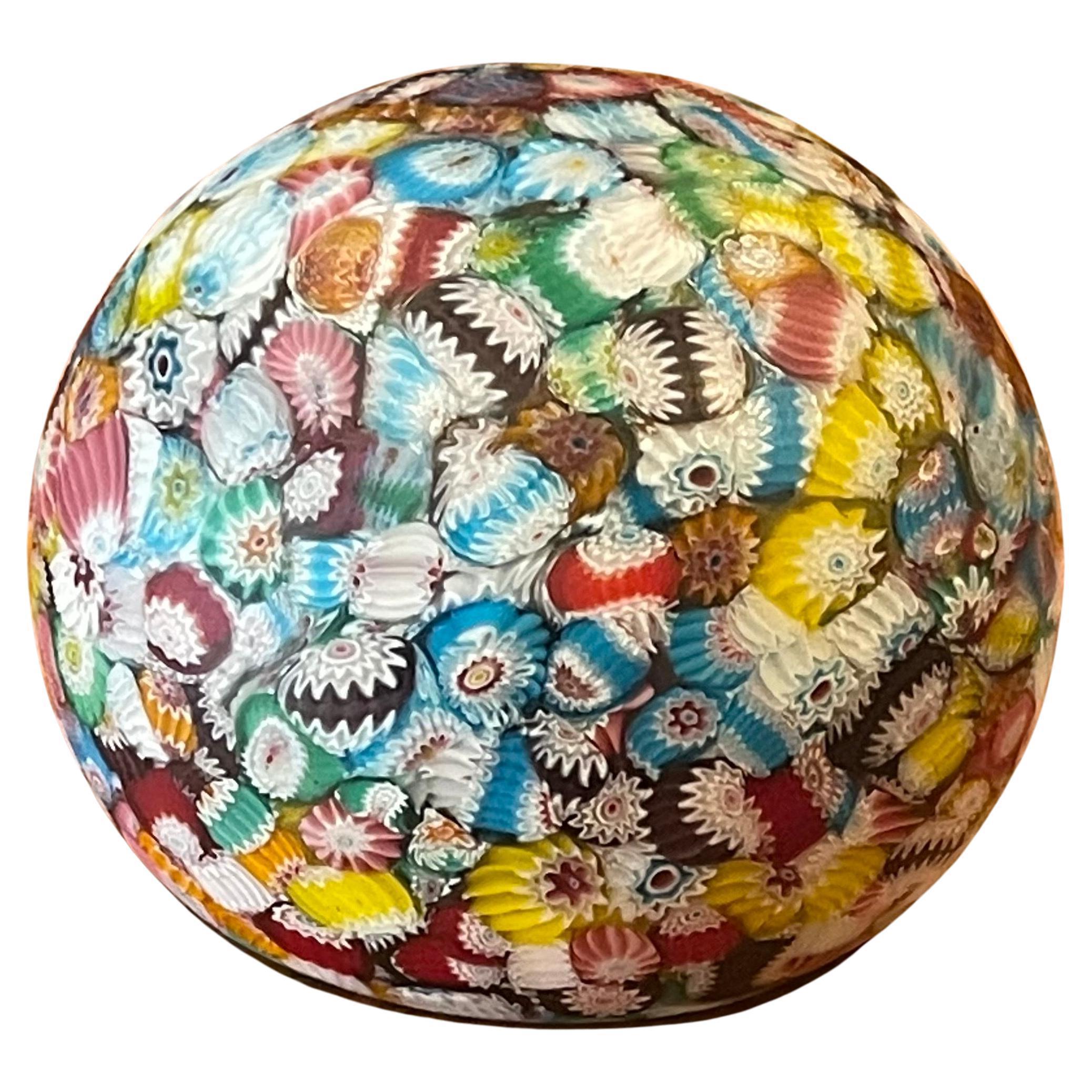 Colorful Art Glass Paperweight by Millefiori of Italy For Sale