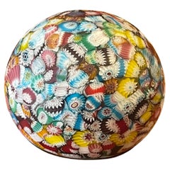 Retro Colorful Art Glass Paperweight by Millefiori of Italy