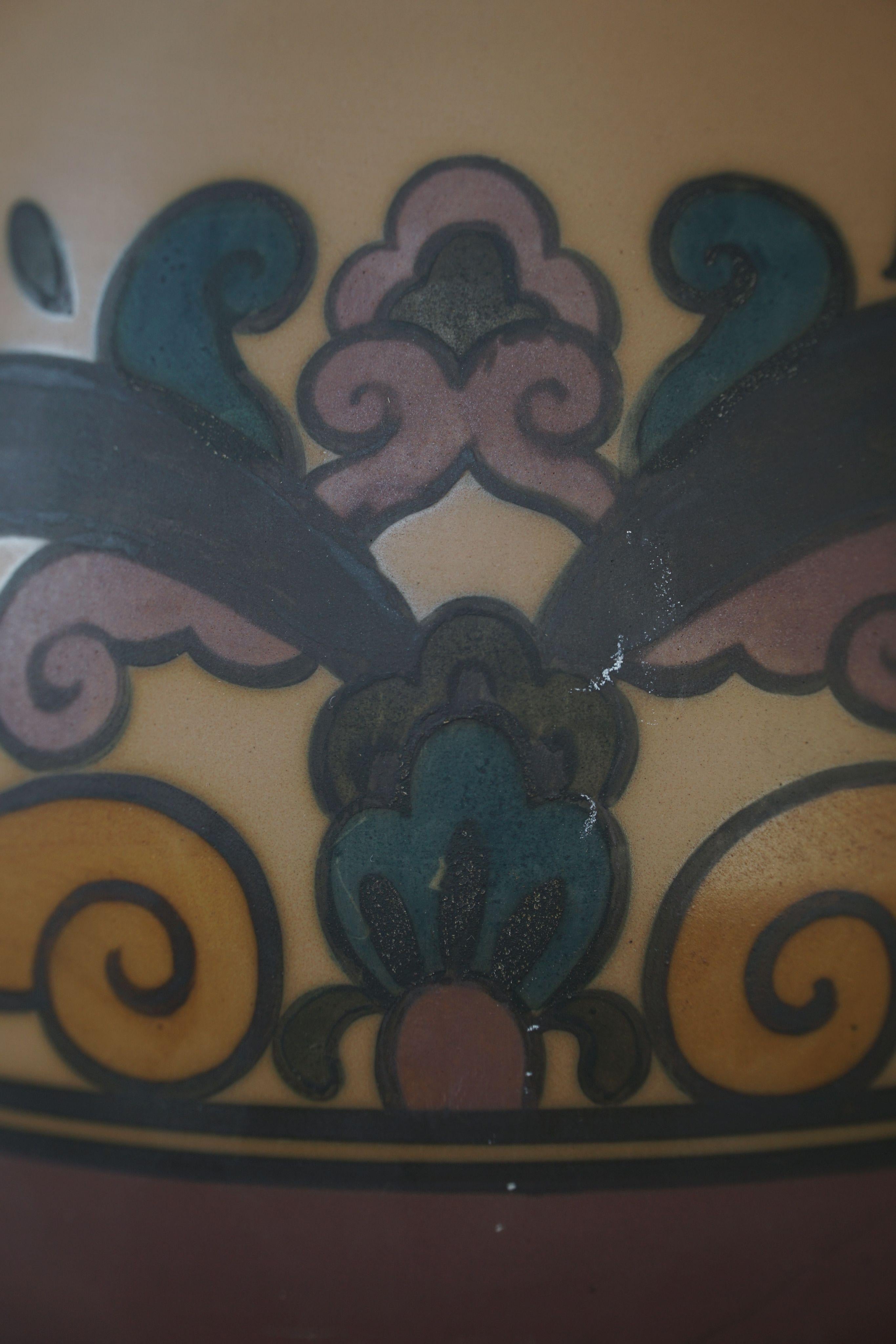 Lampada da tavolo colorata in stile Art Nouveau in terracotta di L. Hjorth, Bornholm, 1930 in vendita 8