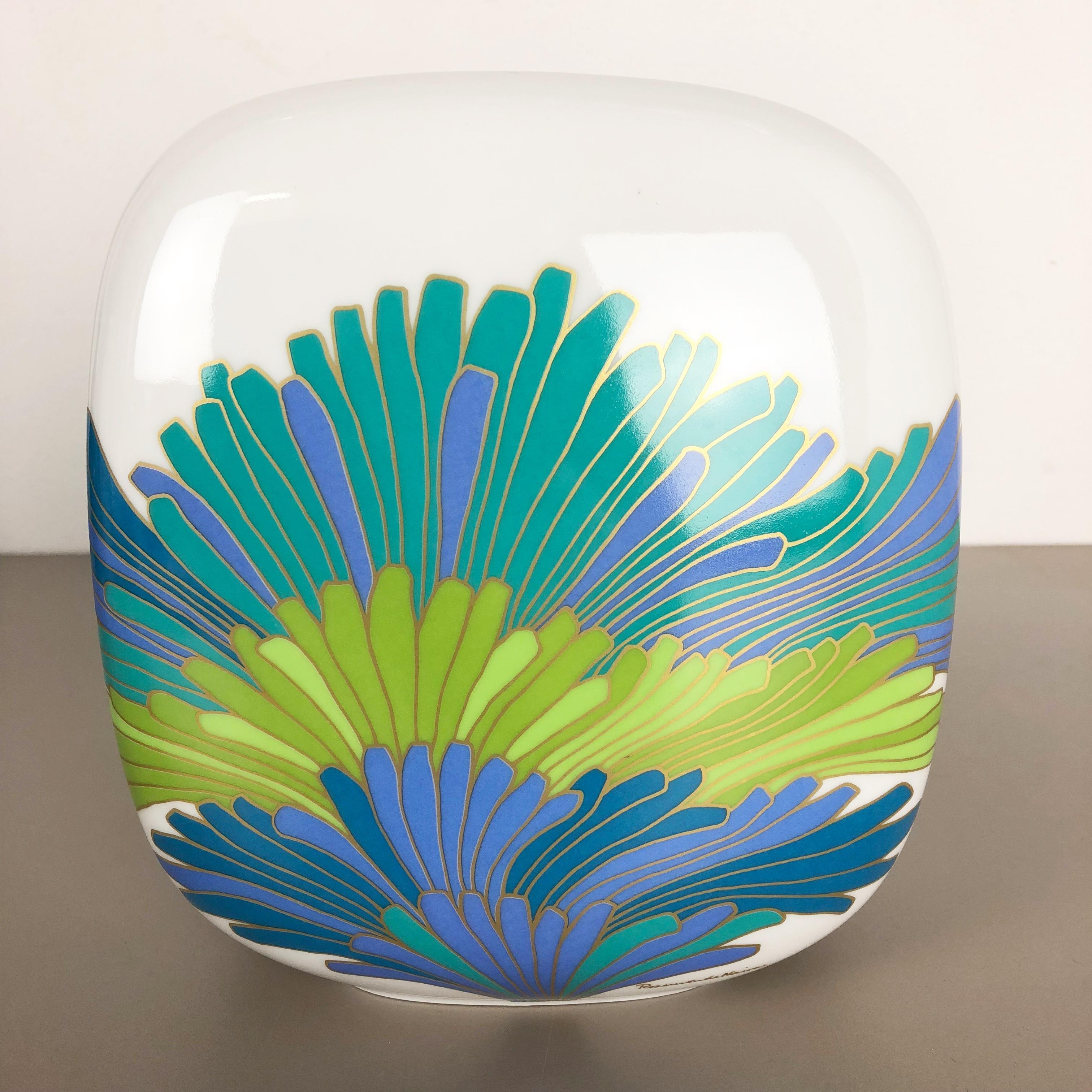 Colorful Art Vase Porcelain Vase by Rosemonde Nairac for Rosenthal Germany 1970s 1