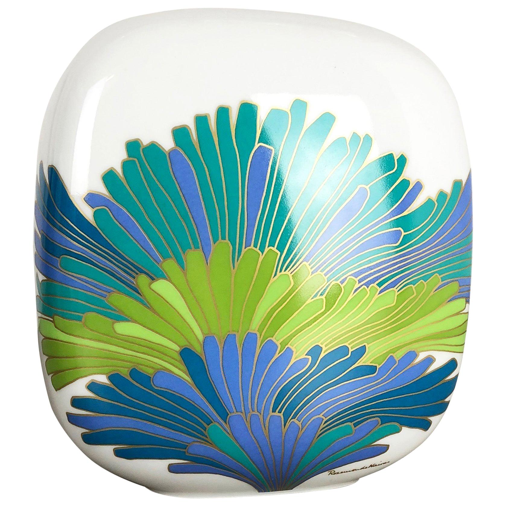 Colorful Art Vase Porcelain Vase by Rosemonde Nairac for Rosenthal Germany 1970s