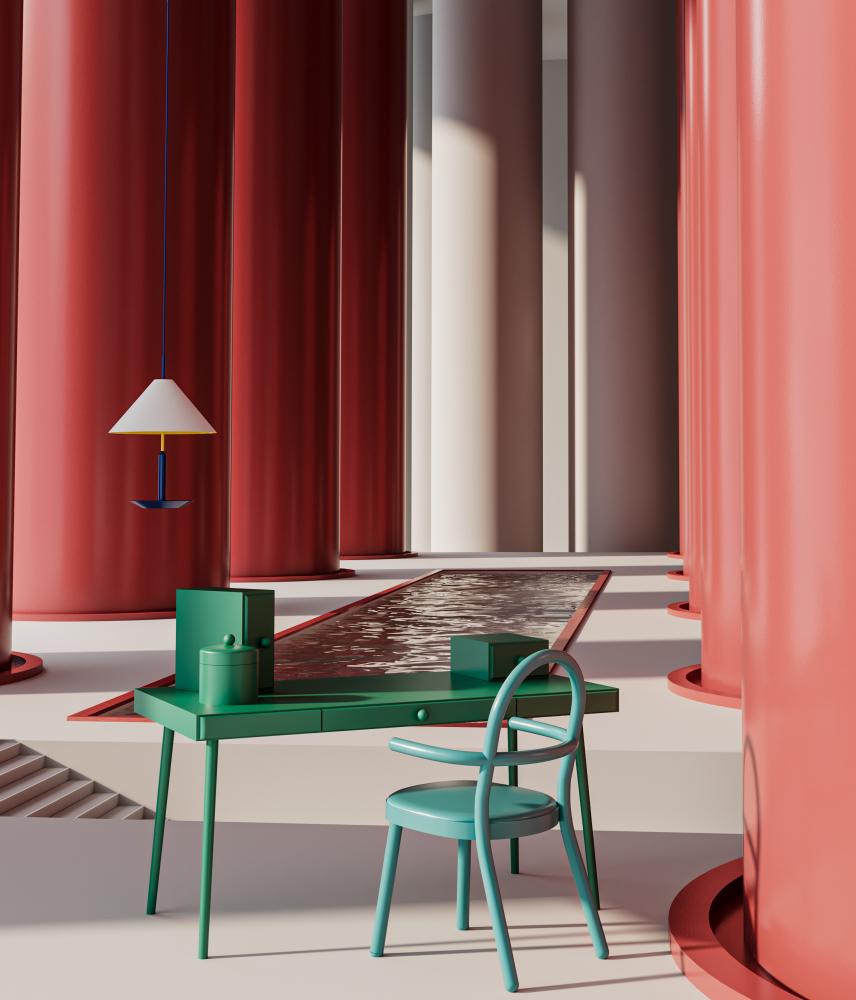 Moderne Bureau en frêne coloré de Thomas Dariel en vente