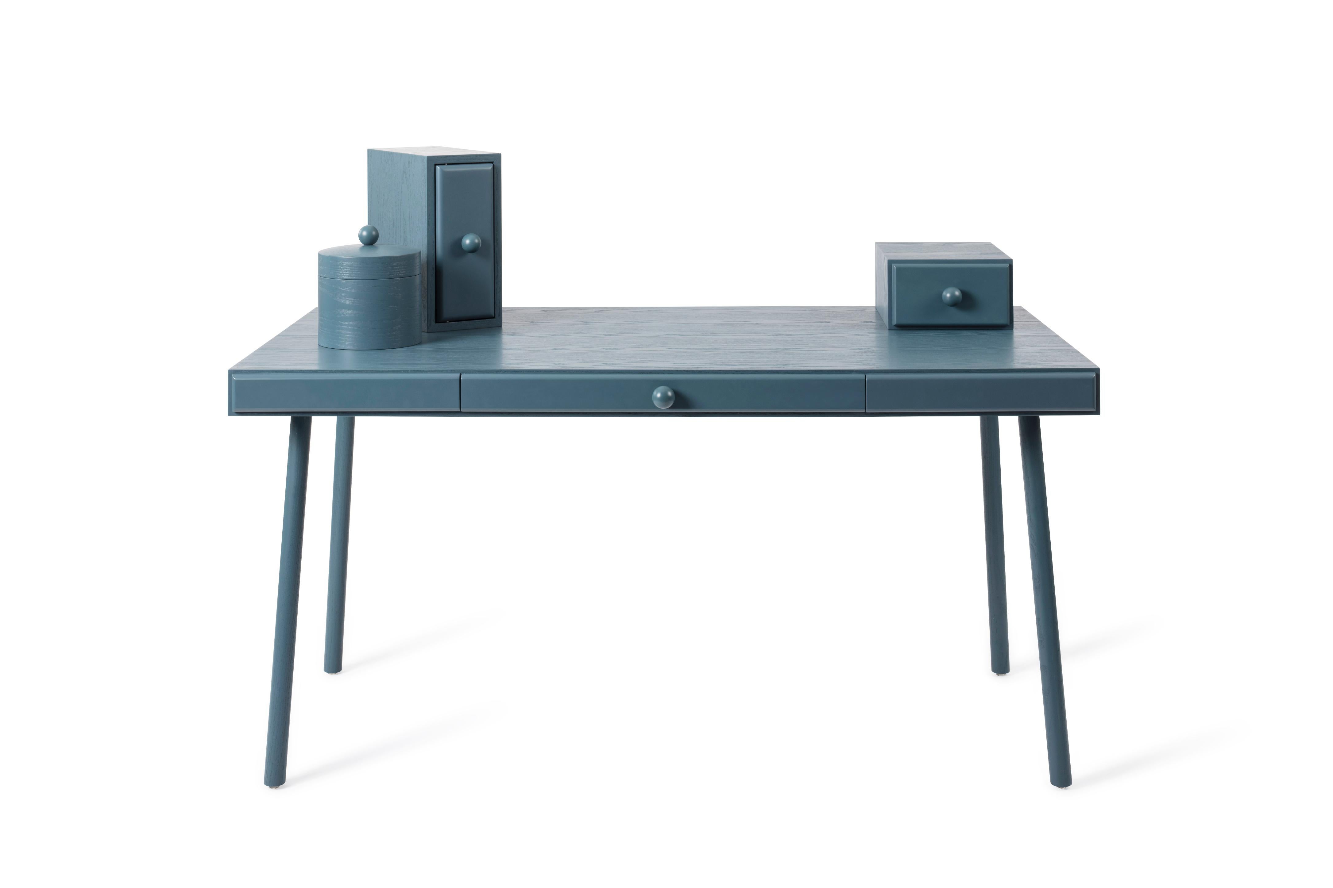 Wood Colorful Ash Desk by Thomas Dariel For Sale