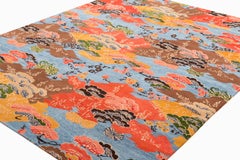 Tapis coloré en laine d'inspiration asiatique Mountain Blossom fait à la main par Joseph Carini