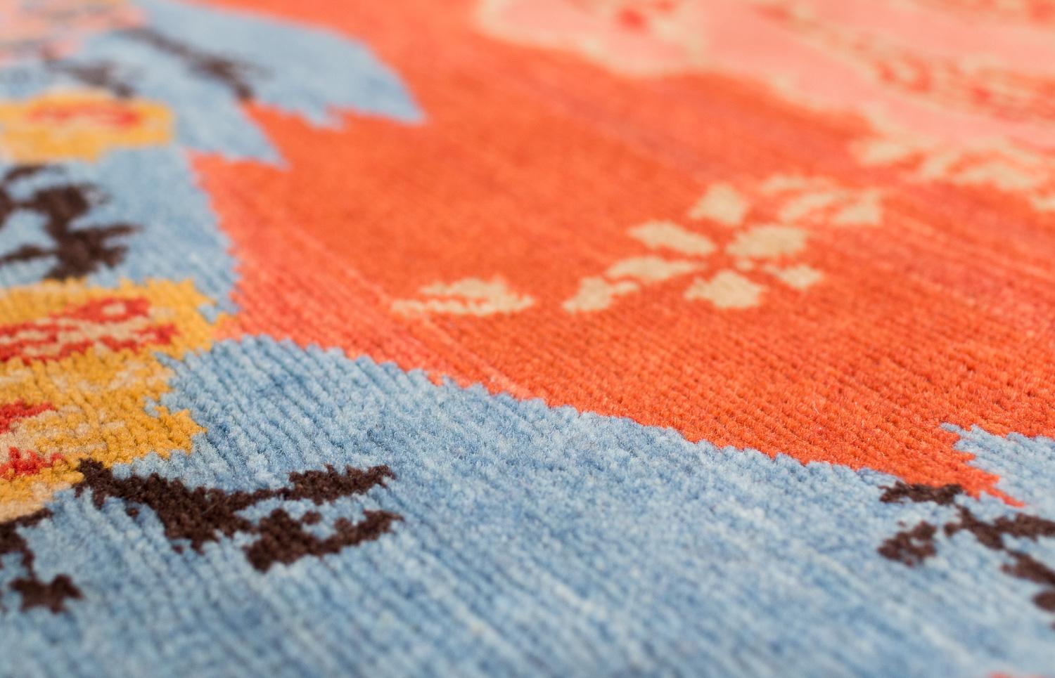 Colorful Asian-Inspired Mountain Blossom Handmade Wool Rug by Joseph Carini For Sale 2