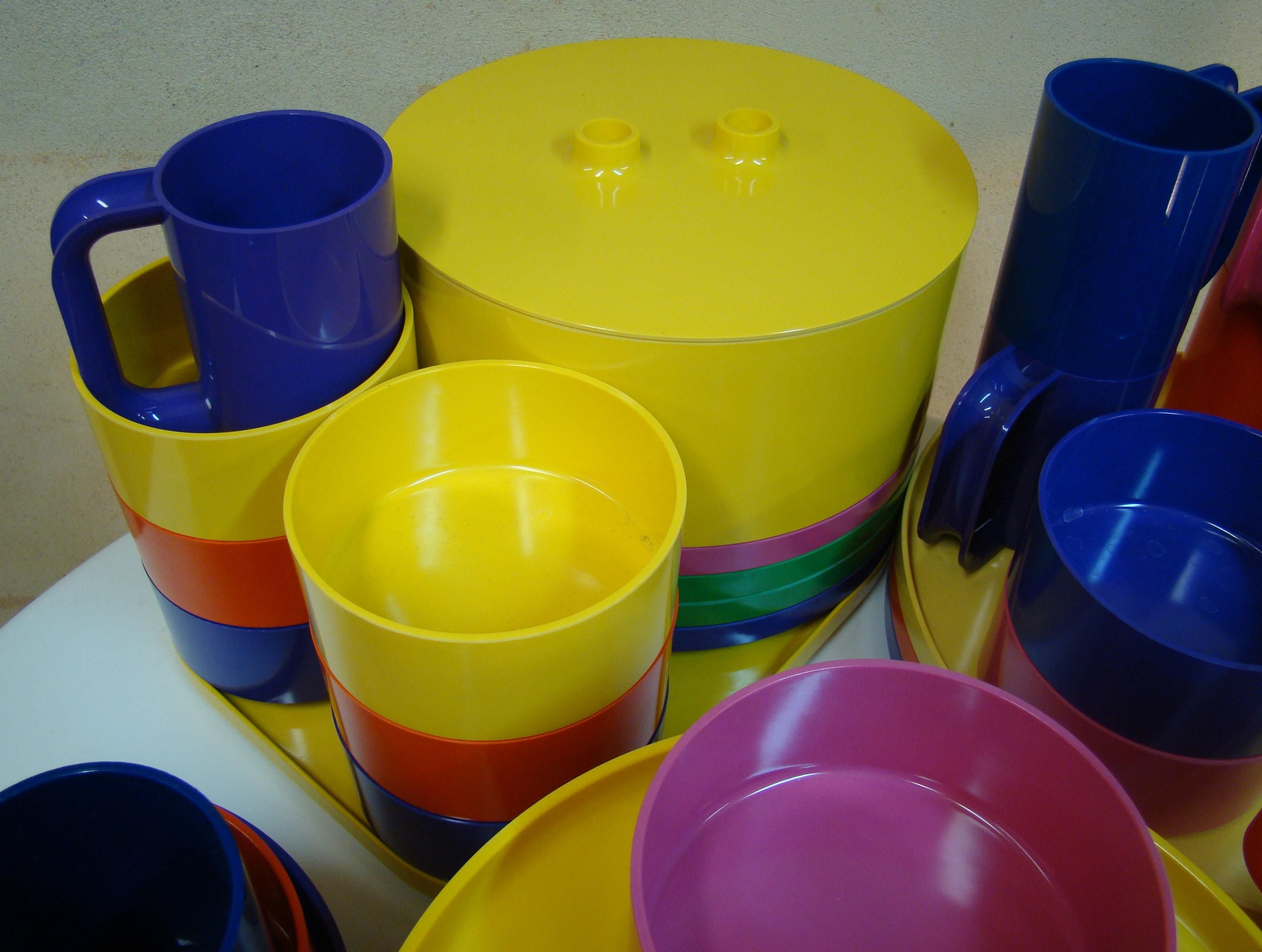Italian Colorful Assortment of Dinnerware by Massimo Vignelli for Heller Design