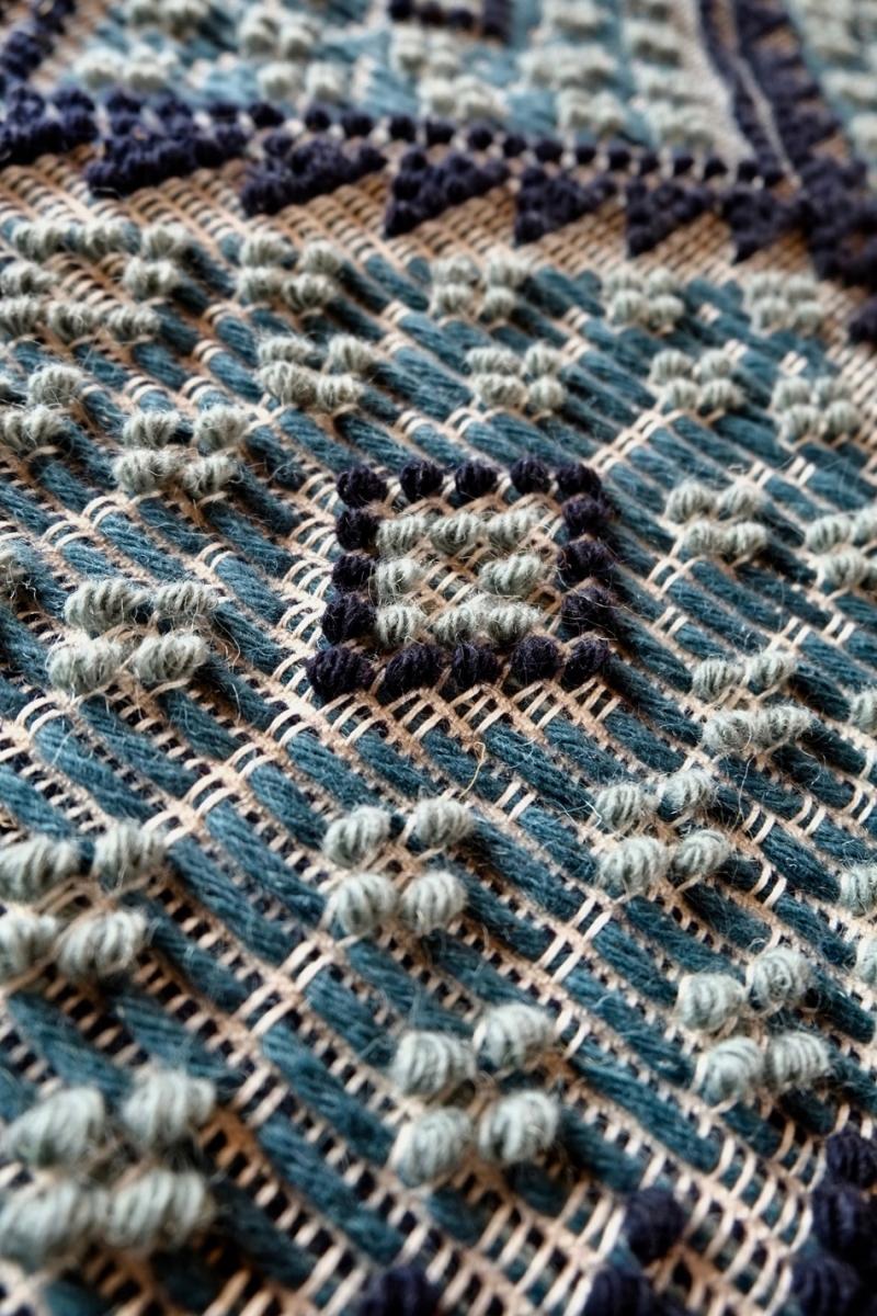 Colorful Banded Carpet, in Hand-Tufted Sardinian Wool (Handgewebt) im Angebot