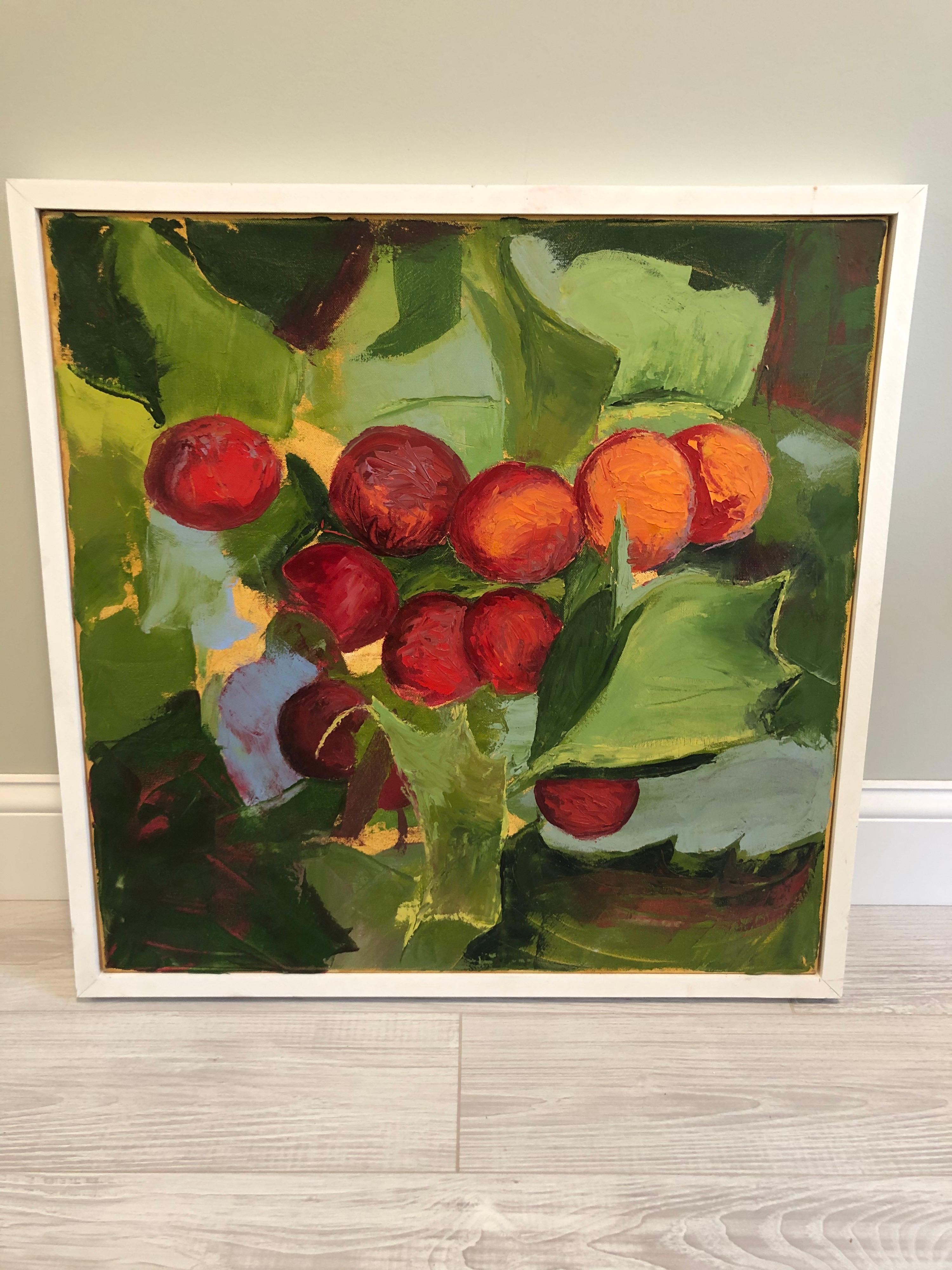 Expressionist Colorful Still Life on Canvas of Berries by Beverly Ward For Sale