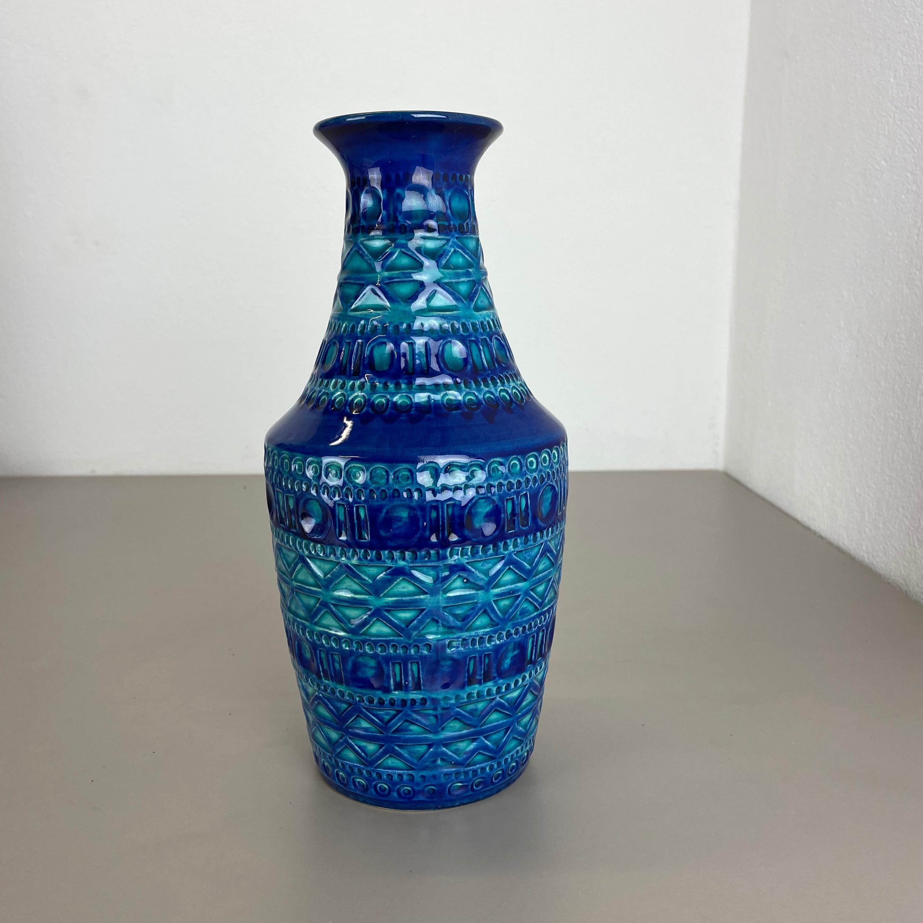 Mid-Century Modern Colorful Bitossi Style Fat Lava Pottery Vase by Bay Ceramics, Germany, 1970s For Sale