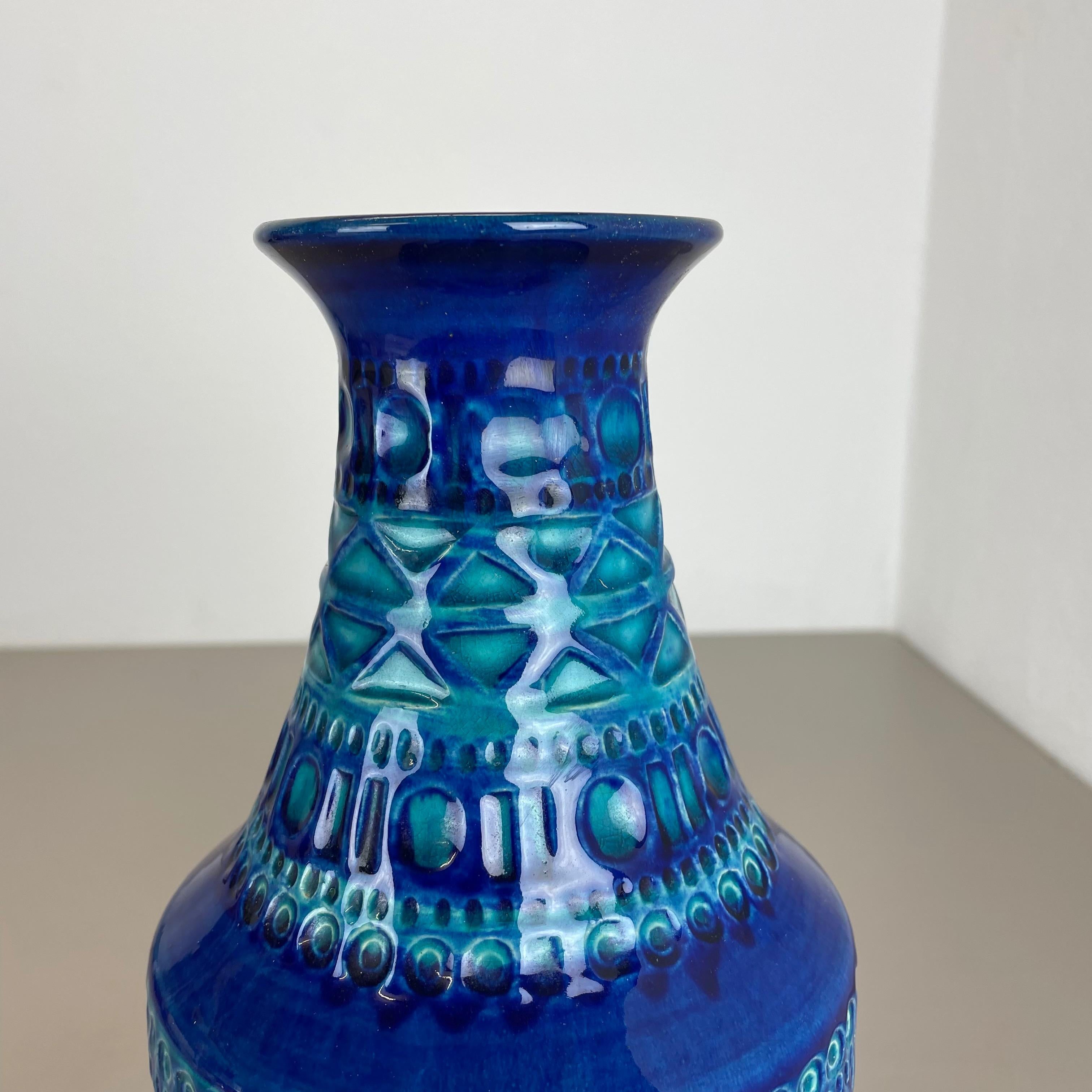 Colorful Bitossi Style Fat Lava Pottery Vase by Bay Ceramics, Germany, 1970s For Sale 3