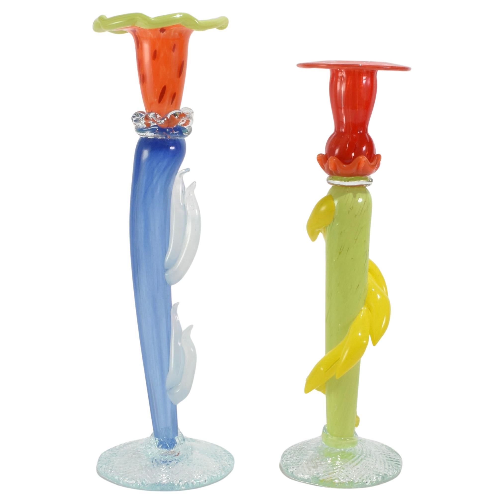 Colorful Blown Glass Candleholders