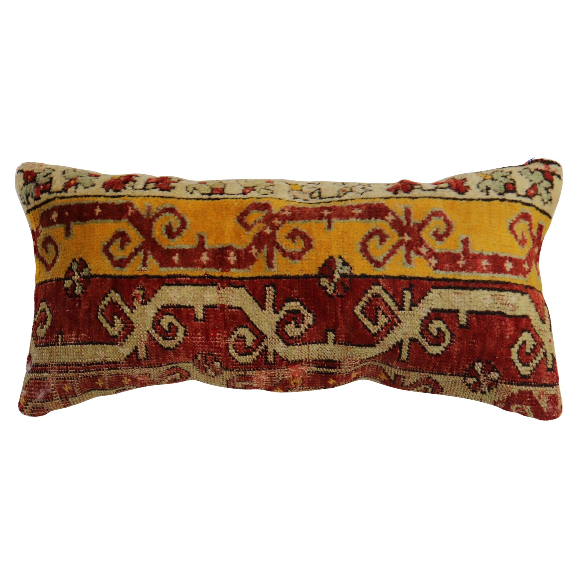 Colorful Bolster Turkish Ghiordes Rug Pillow