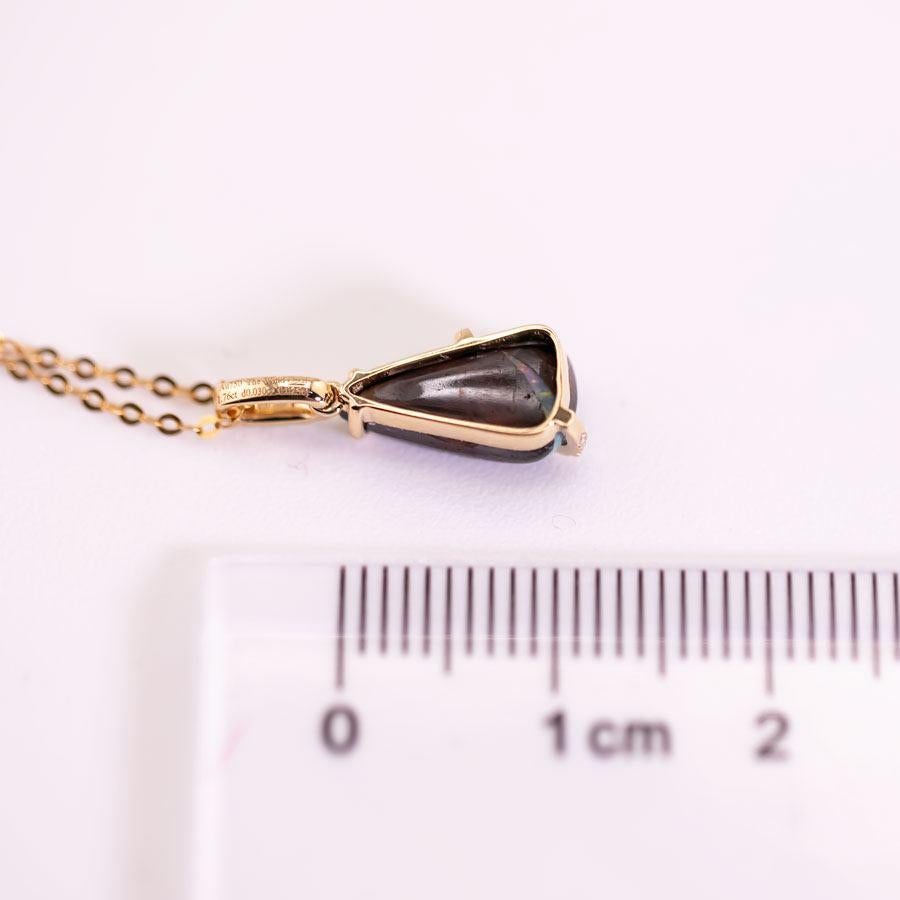 Bunte Boulder Opal & Diamant Tsavorit Halskette 18K Gelbgold (Arts and Crafts)