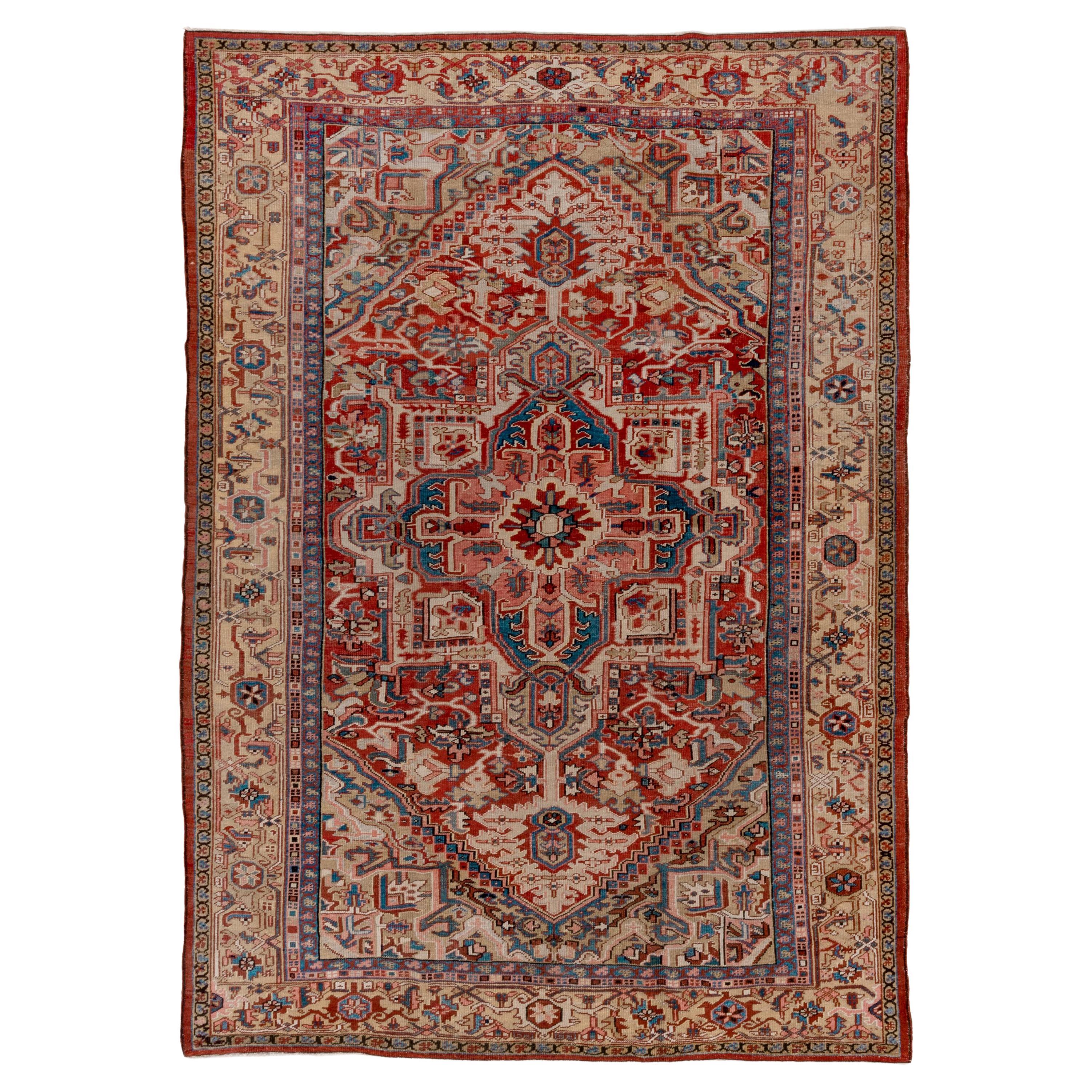 Colorful & Bright Antique Persian Heriz Carpet, circa 1920s For Sale