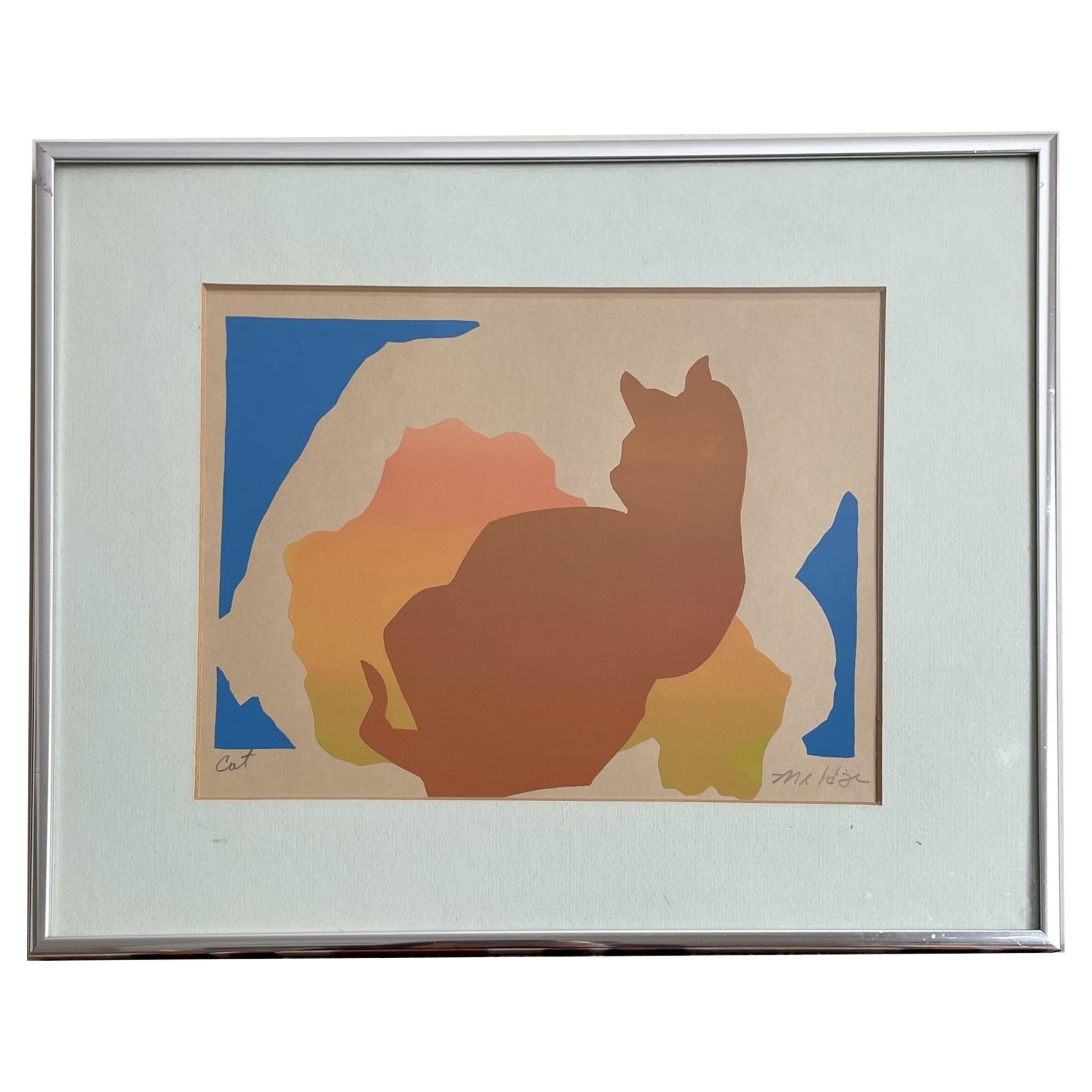 Colorful Cat, Hand Crafted Silk Screen Print, by R L Mulder