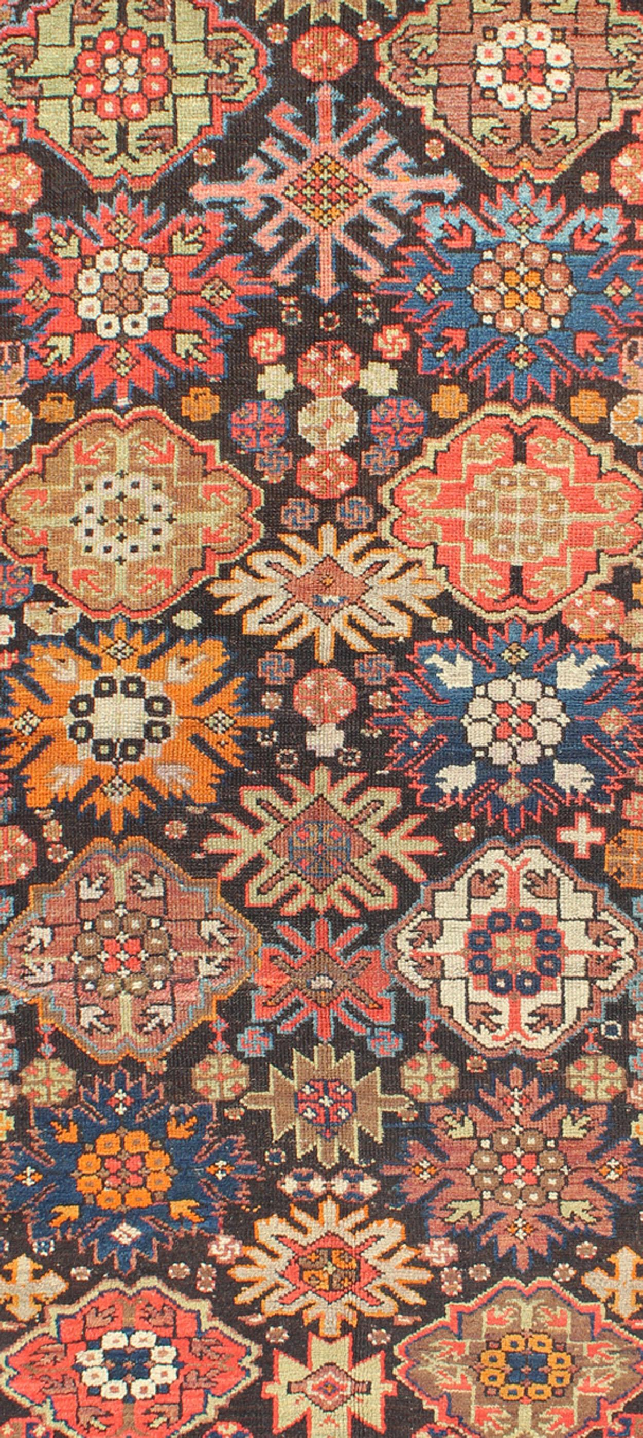Russian Antique Caucasian Rug with All-Over Multi-Colored in Large All Over Pattern For Sale