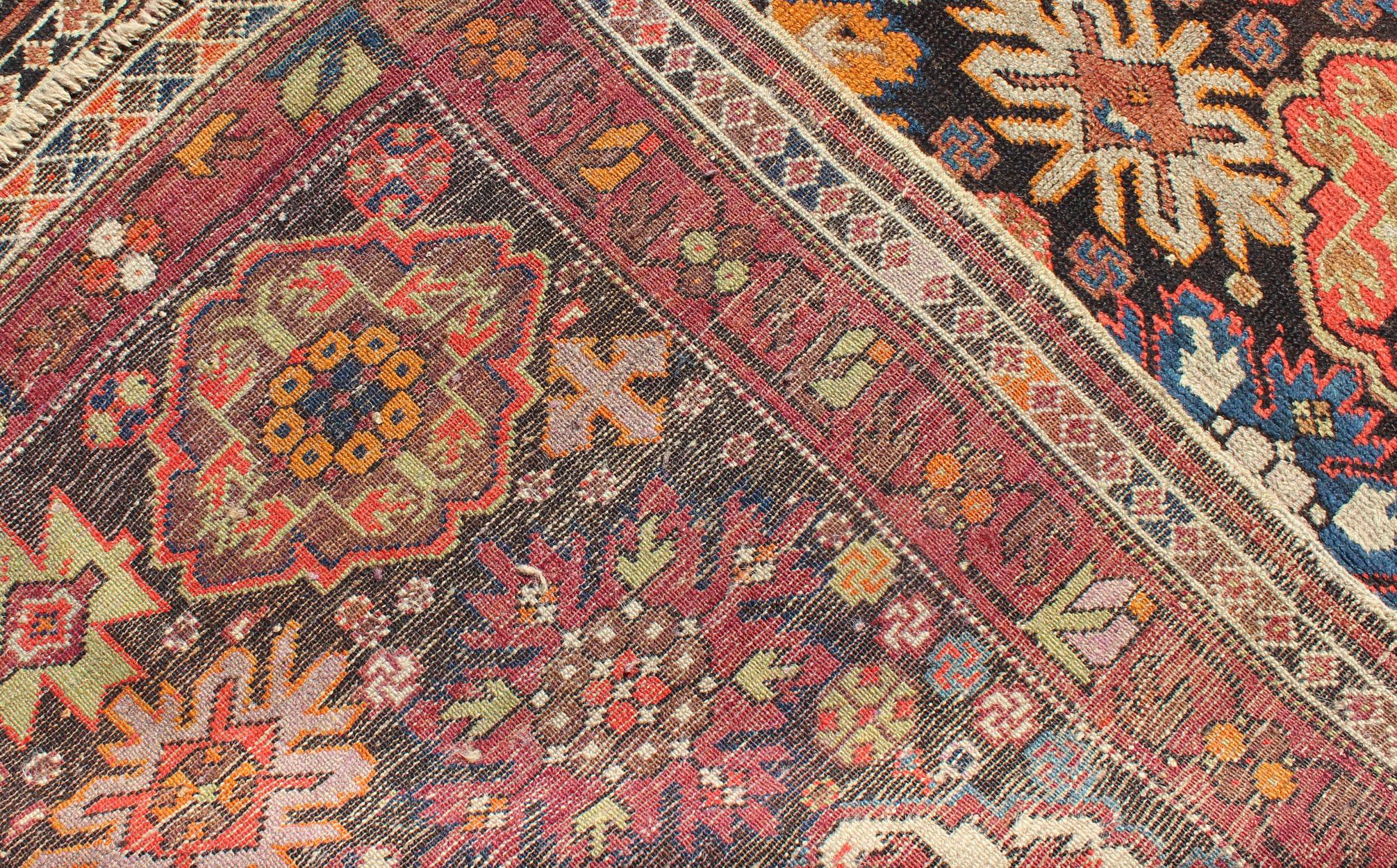 Antique Caucasian Rug with All-Over Multi-Colored in Large All Over Pattern In Good Condition For Sale In Atlanta, GA