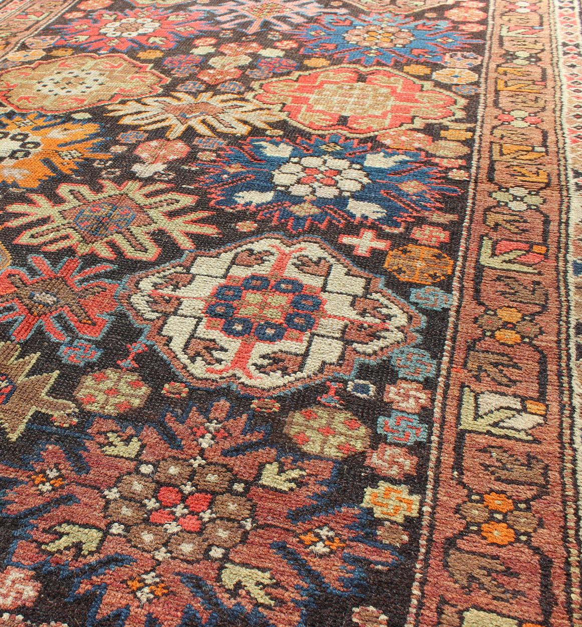 Hand-Knotted Antique Caucasian Rug with All-Over Multi-Colored in Large All Over Pattern For Sale