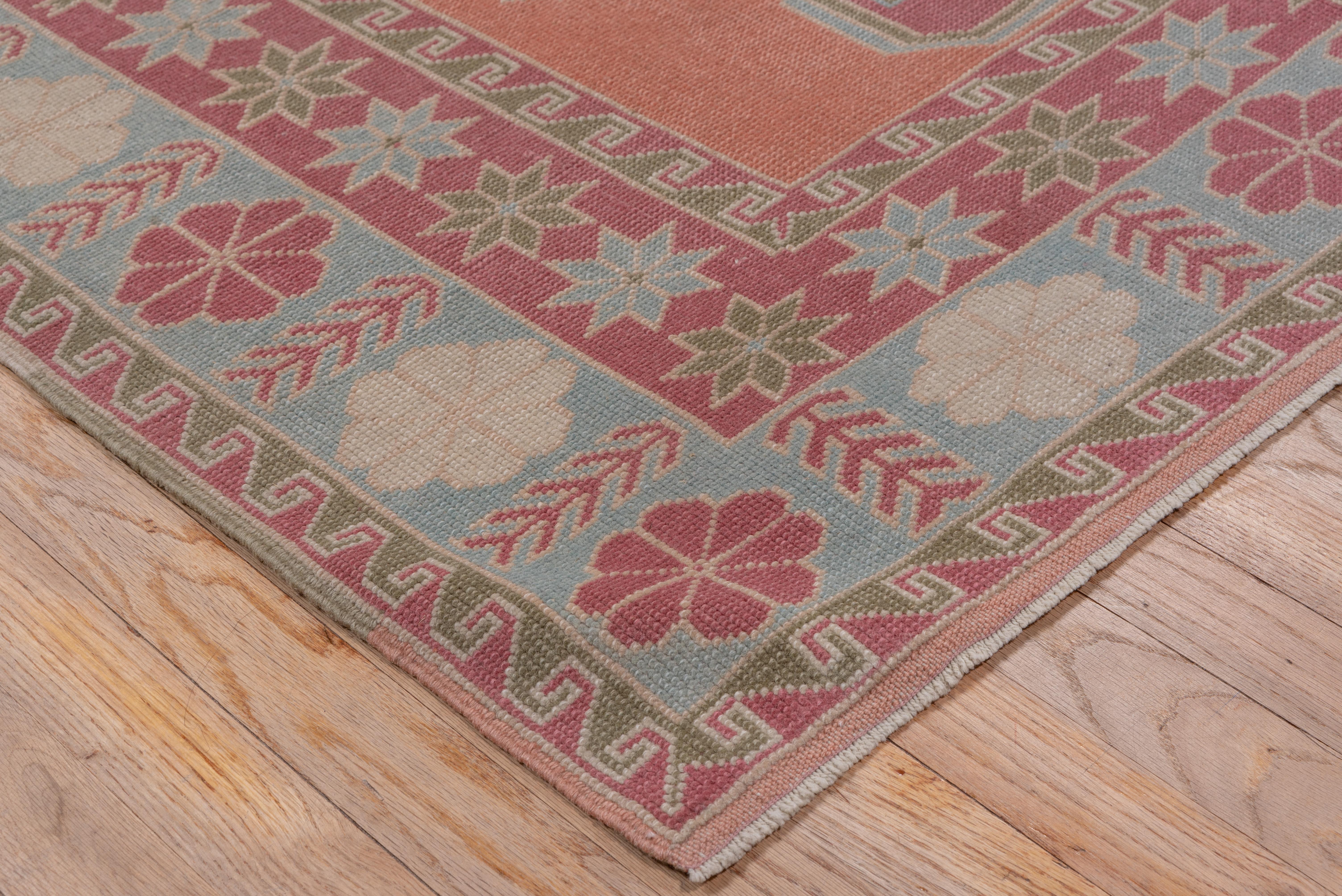 Hand-Knotted Colorful Caucasian Style Carpet For Sale
