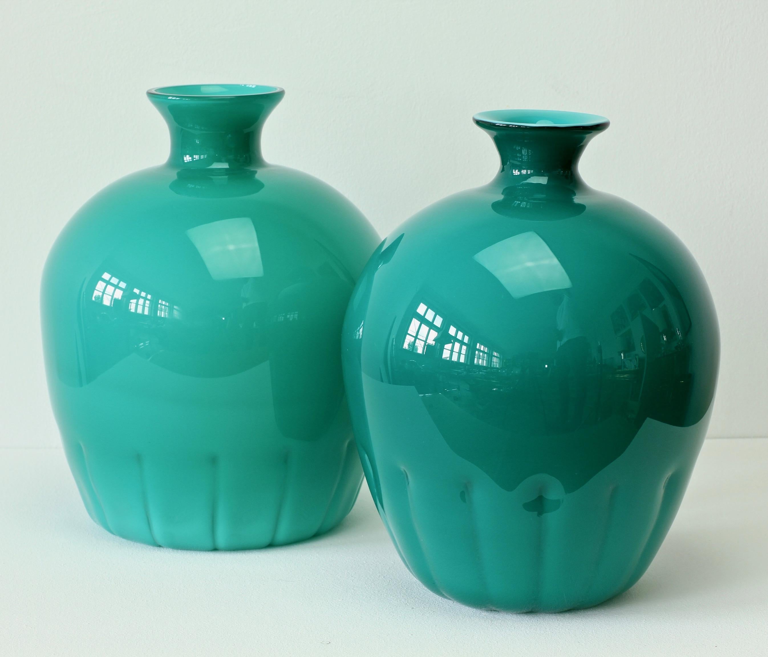 teal green vases