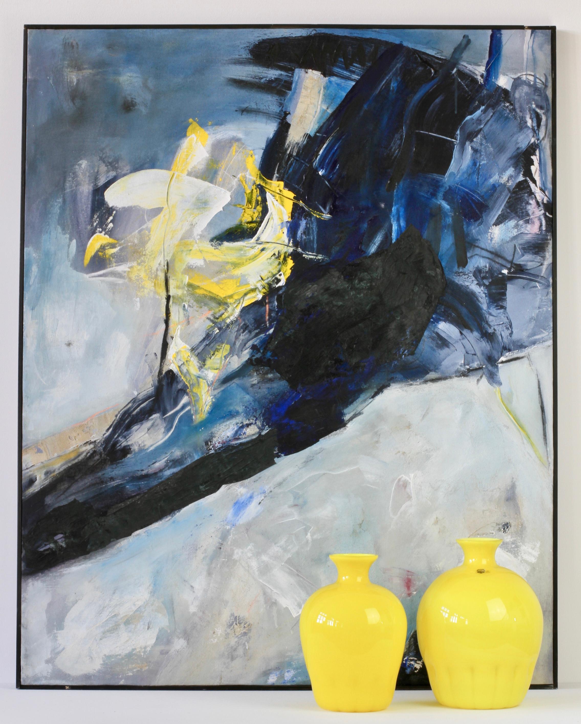 Buntes Cenedese Paar gelbe Vasen aus italienischem Murano-Glas, ca. 1990er Jahre im Angebot 6