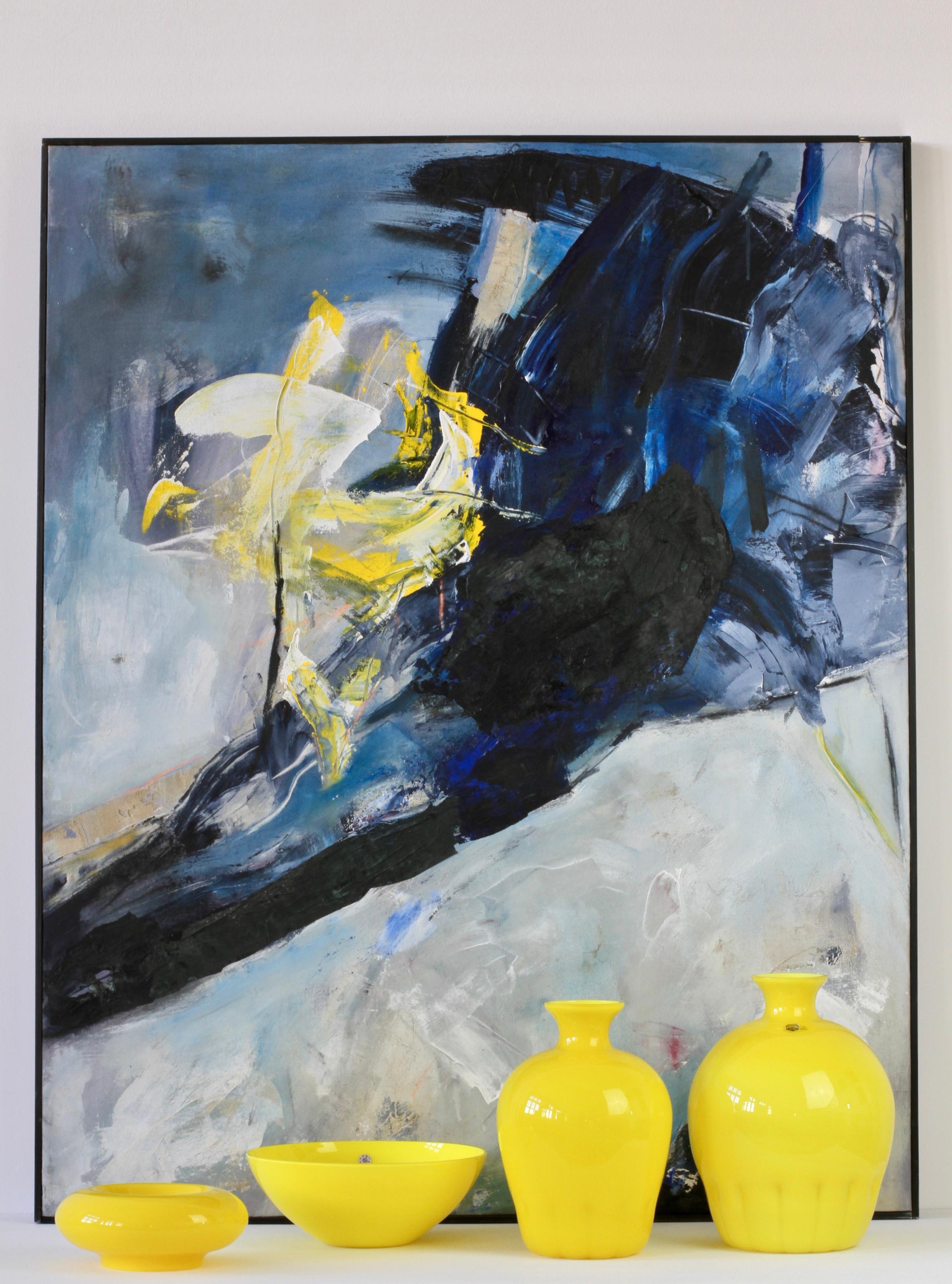 Buntes Cenedese Paar gelbe Vasen aus italienischem Murano-Glas, ca. 1990er Jahre im Angebot 7
