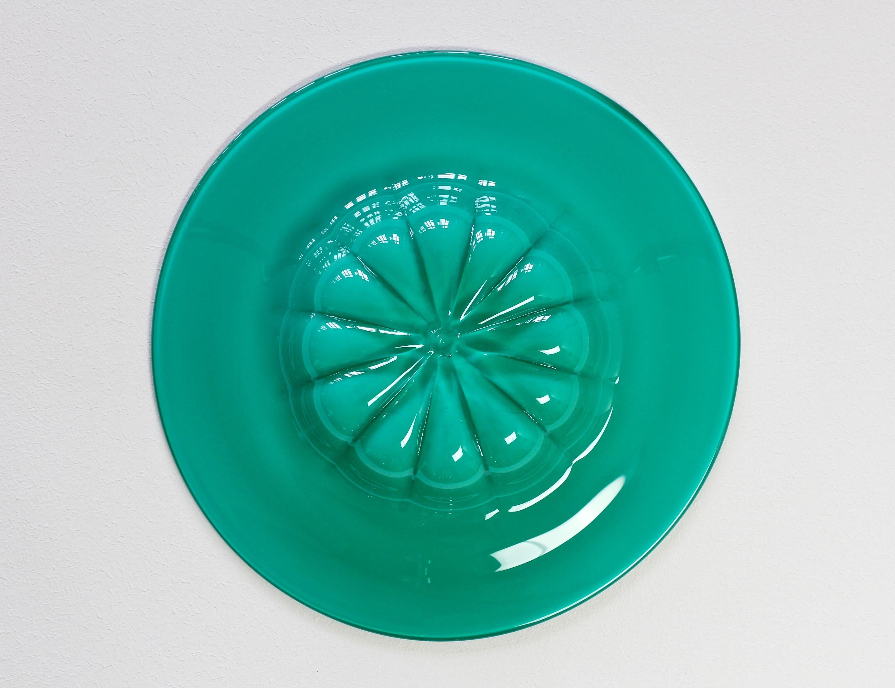 Bol ou plat coloré en verre de Murano italien vintage vert turquoise de Cenedese en vente 5