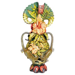 Vase léopard en céramique colorée, fait à la main en Afrique du Sud