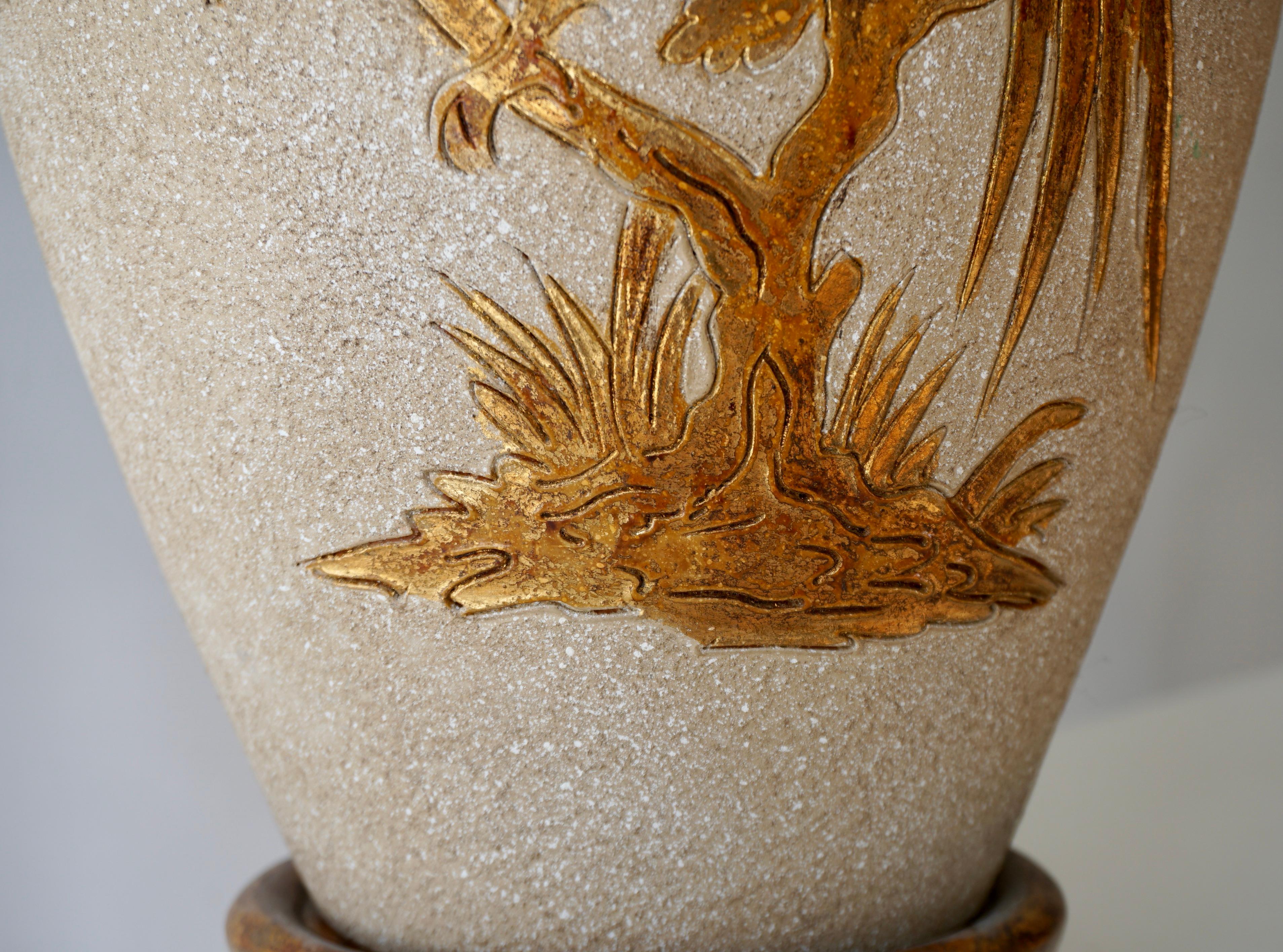 Bunte Keramiklampe aus der Mitte des Jahrhunderts mit Vogel, 1960er Jahre im Angebot 4