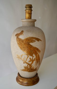 Colorful Ceramic Midcentury Lamp with Bird, 1960s