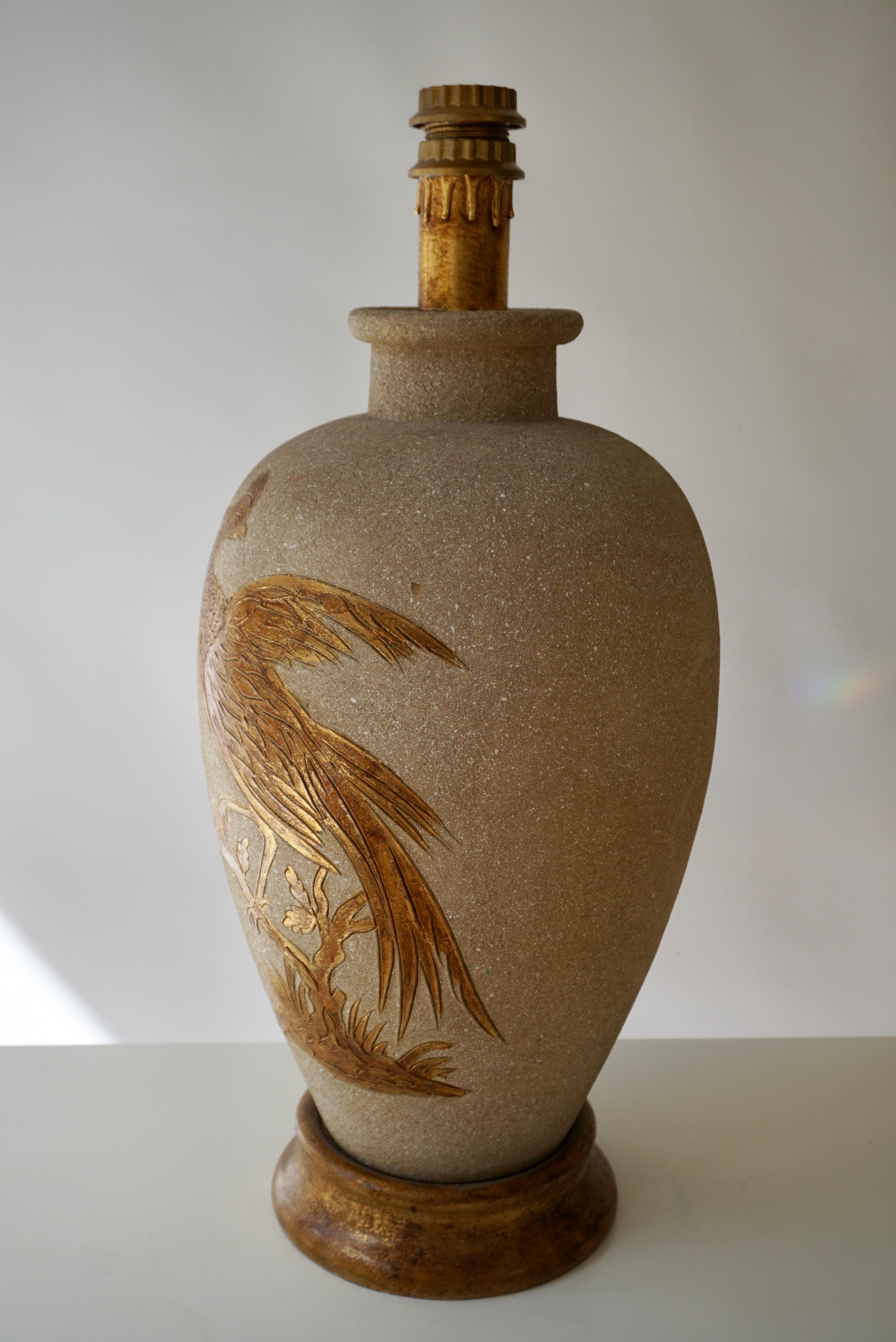 Bunte Keramiklampe aus der Mitte des Jahrhunderts mit Vogel, 1960er Jahre (Böhmisch) im Angebot