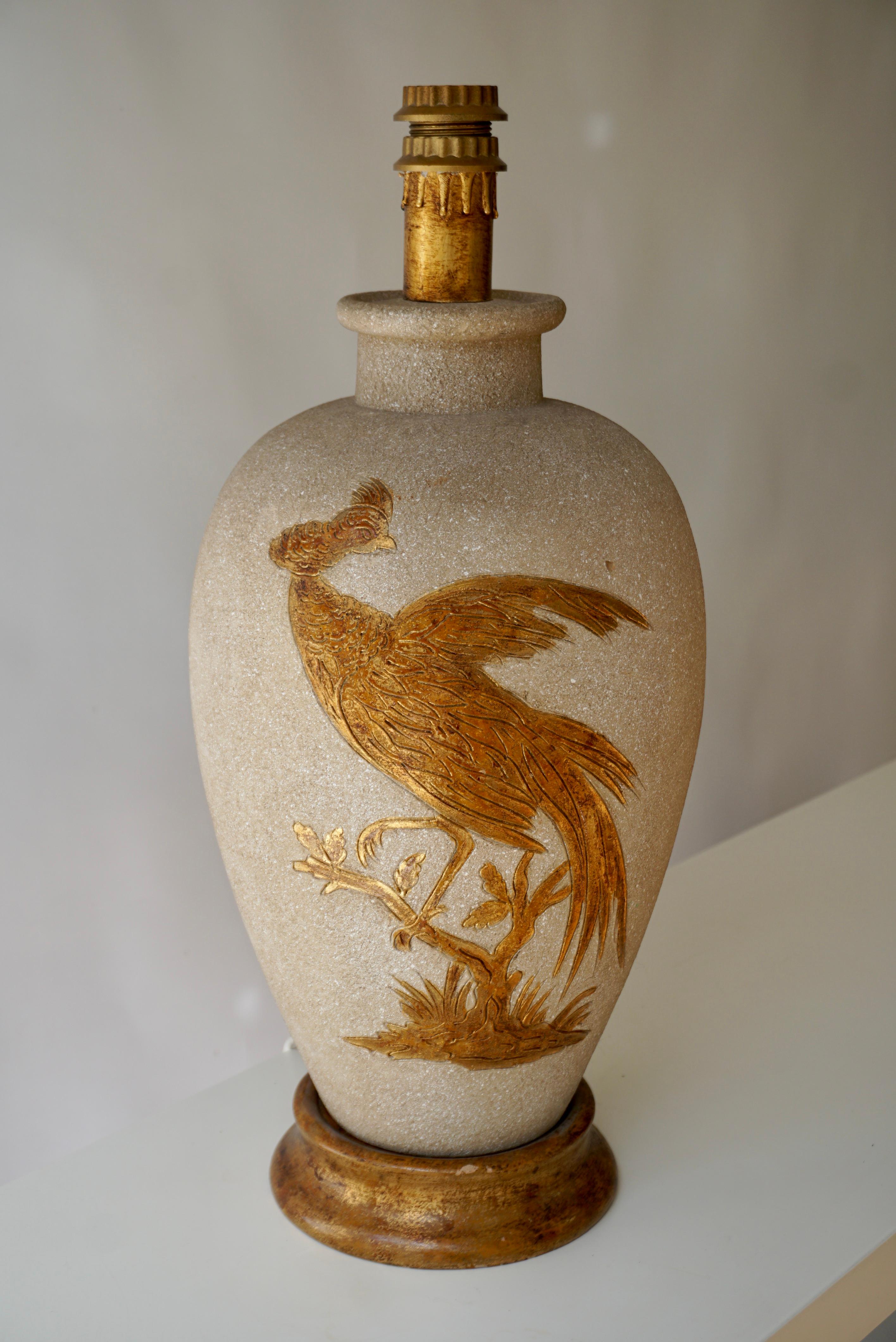Bunte Keramiklampe aus der Mitte des Jahrhunderts mit Vogel, 1960er Jahre im Angebot 2