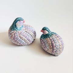 Colorful Ceramic Quails by Toyo - Set of 2
