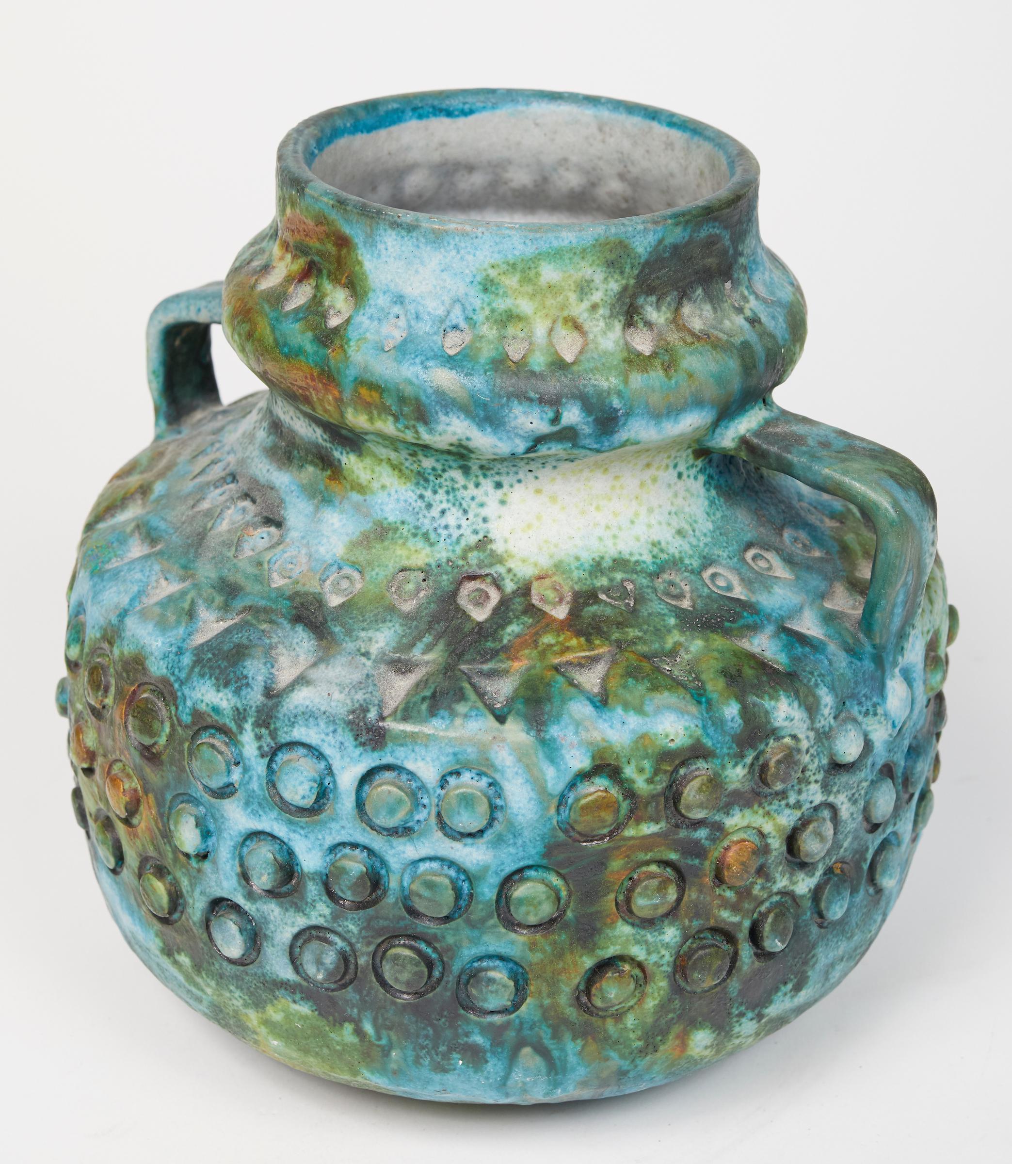 Bunte Keramikvase „Sea Garden“ von Alvino Bagni für Raymor (Mitte des 20. Jahrhunderts) im Angebot