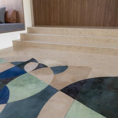 Tappeto a cerchi colorati personalizzabile Paolina B Greene & Greene, Blu, Nero Medio