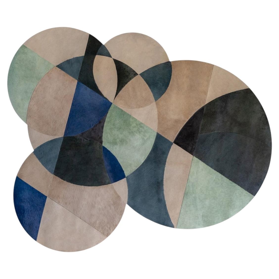 Colorful Circles Customizable Paolina B Green, Blue, Black Rug XXLarge For Sale