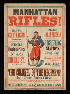 Colorful Civil War Recruitment Broadside for the "Manhattan Rifles"