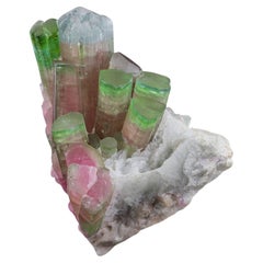 Colorful Cluster Of Tourmaline Crystals On Albite Matrix From Afghanistan