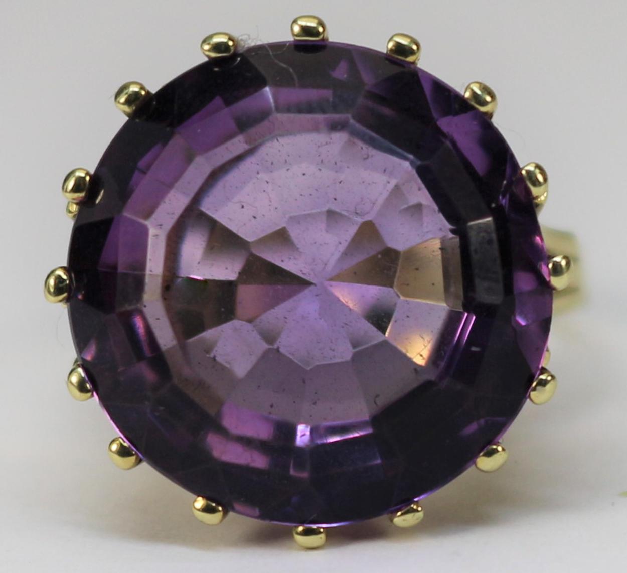 Bunte Cocktail-Ring 585 Gold Amethyst im Angebot 1
