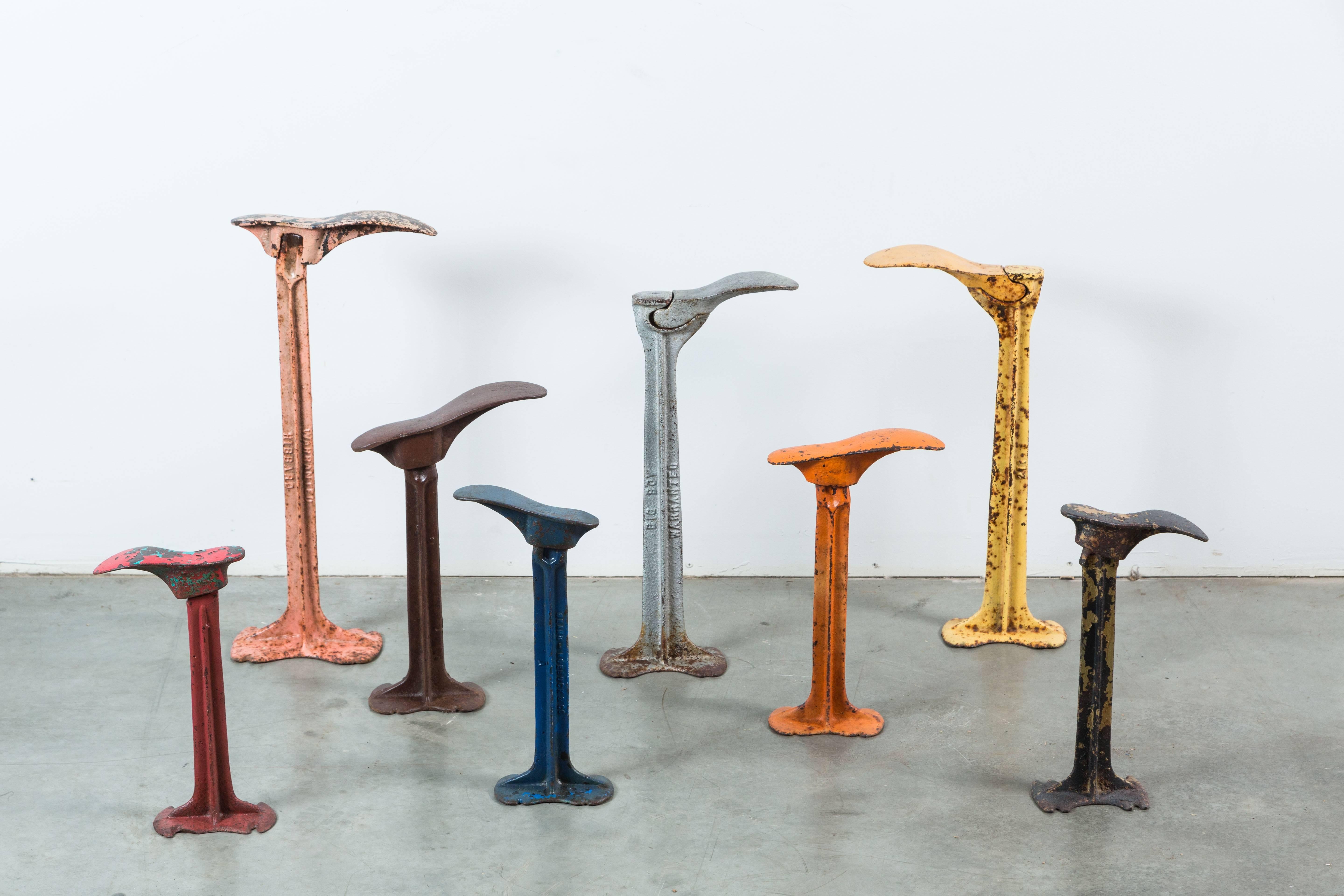 Industrial Colorful Collection of Vintage Cast Iron Shoemaker Forms