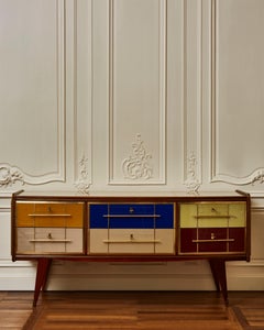 Commode colorée en miroir, années 1970