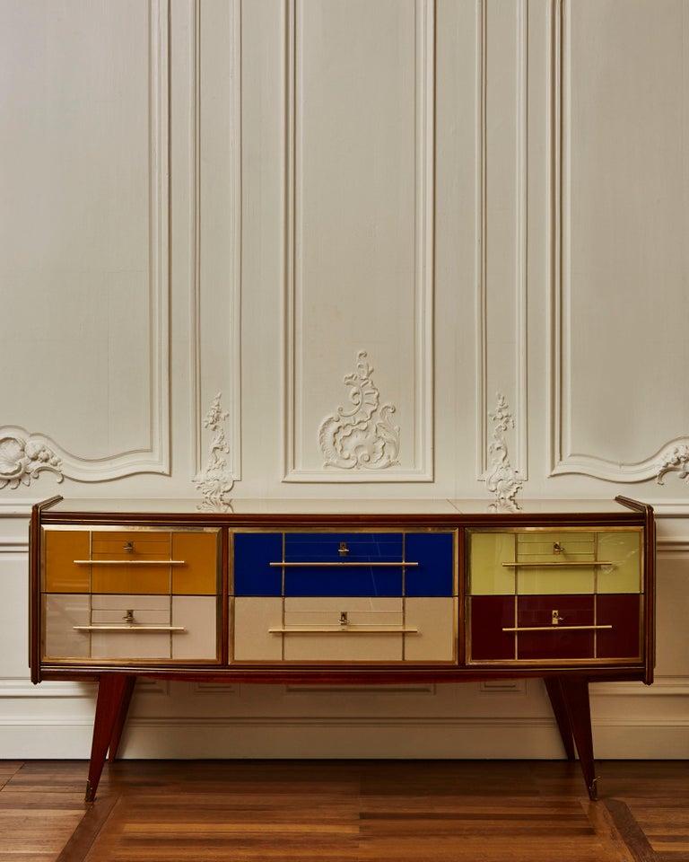 Colorful Commode in Mirror, 1970s For Sale at 1stDibs