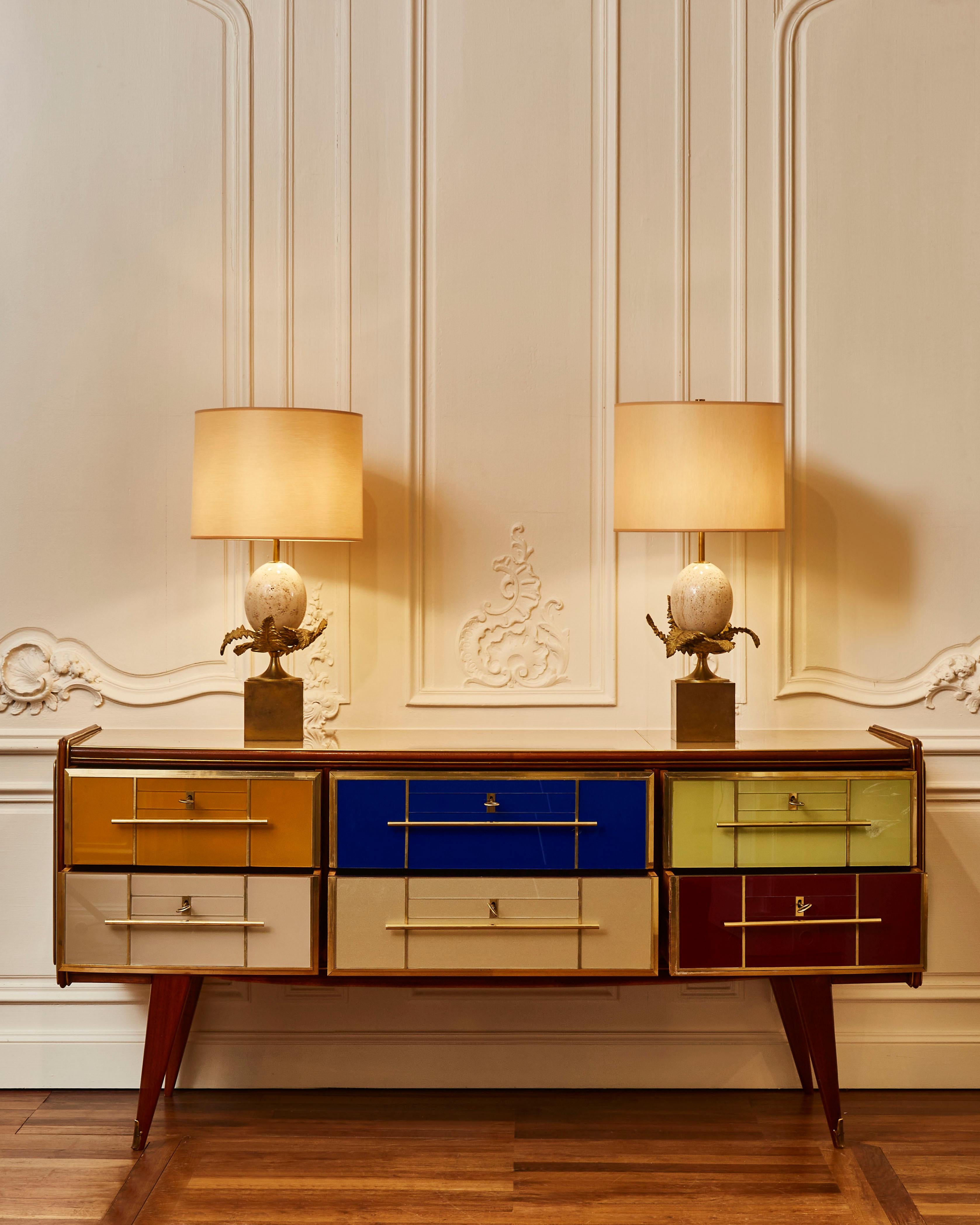 Colorful Commode in Mirror, 1970s at 1stDibs