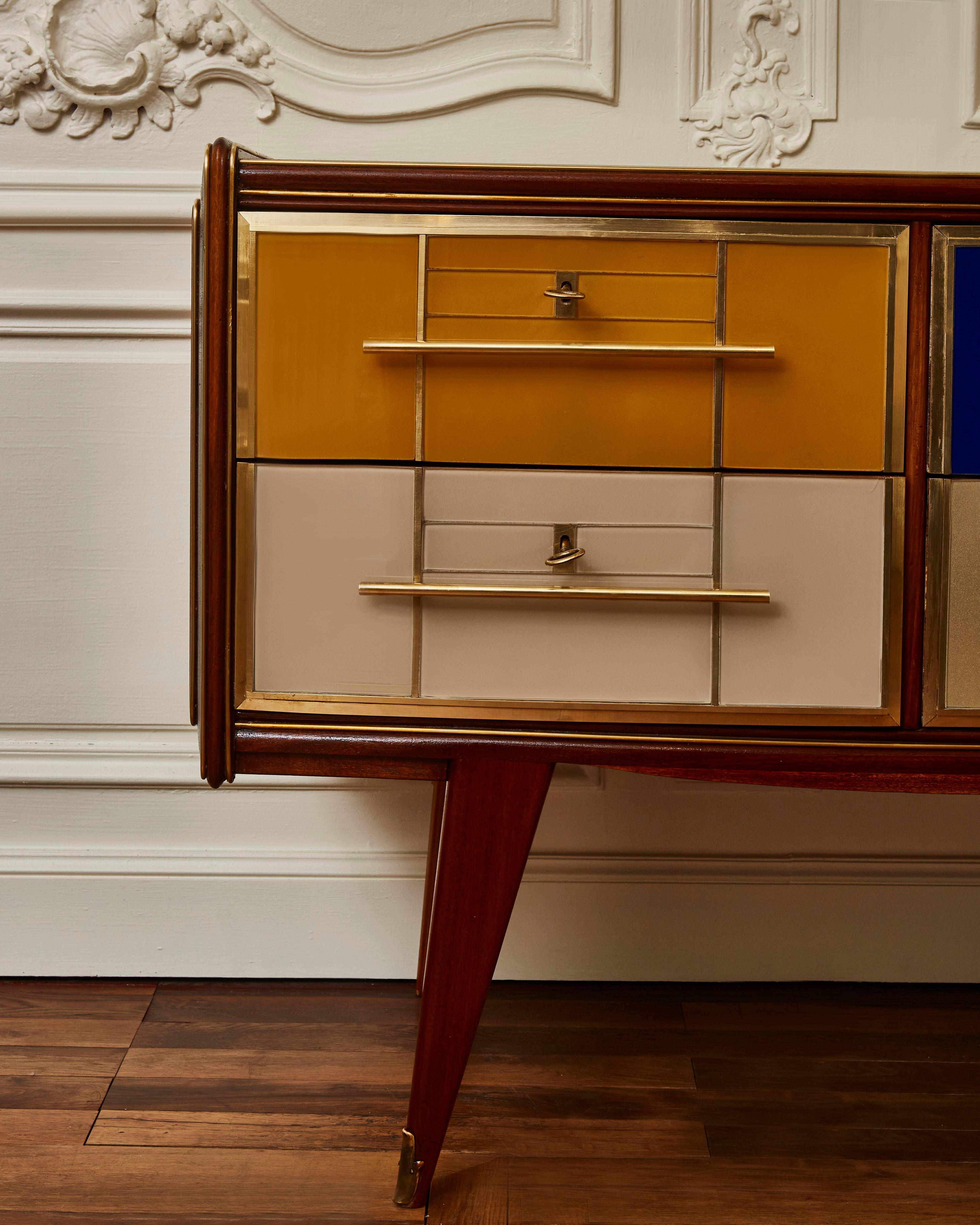 Colorful Commode in Mirror, 1970s at 1stDibs