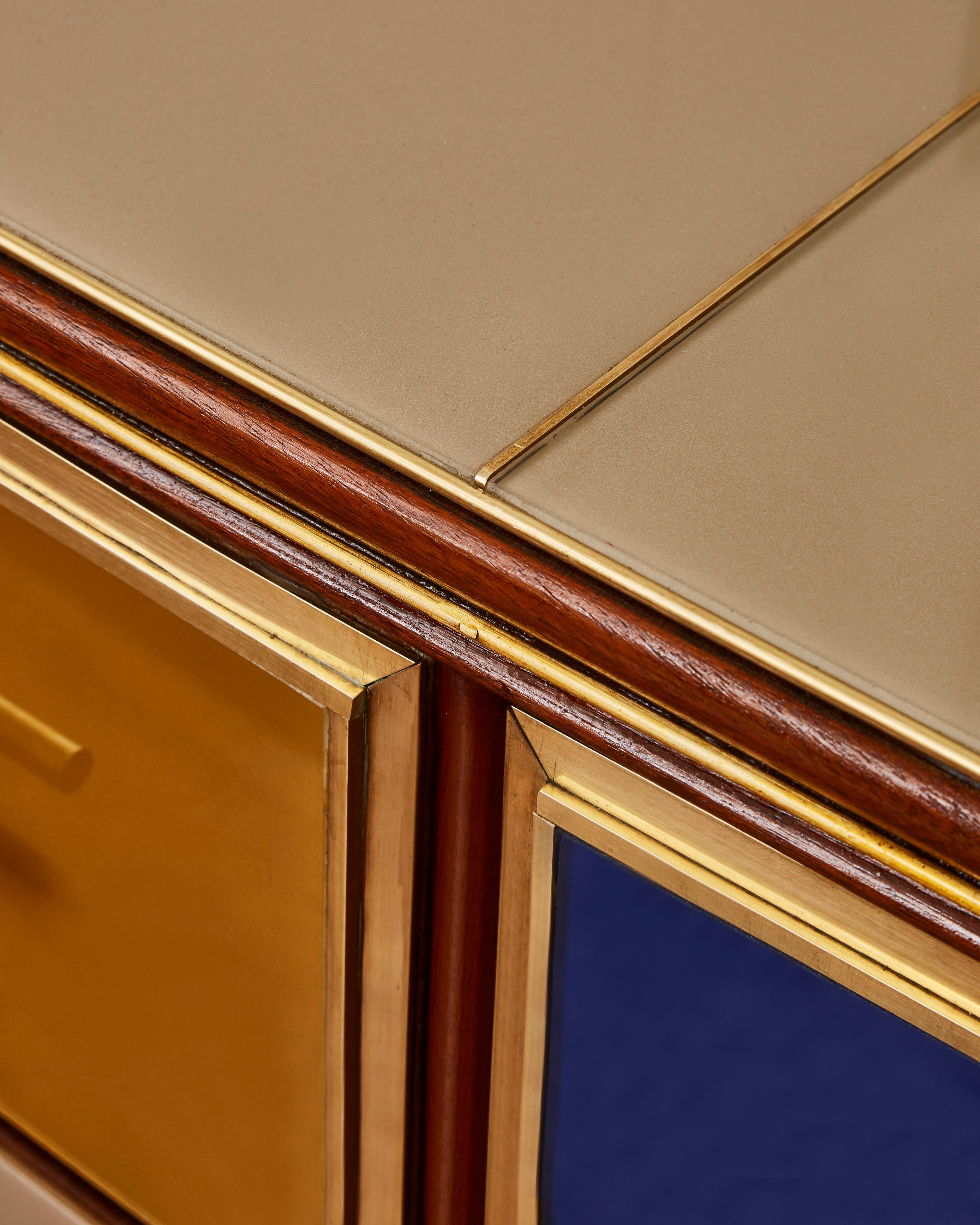 Colorful Commode in Mirror, 1970s at 1stDibs