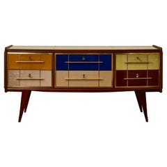 Commode colorée en miroir, années 1970