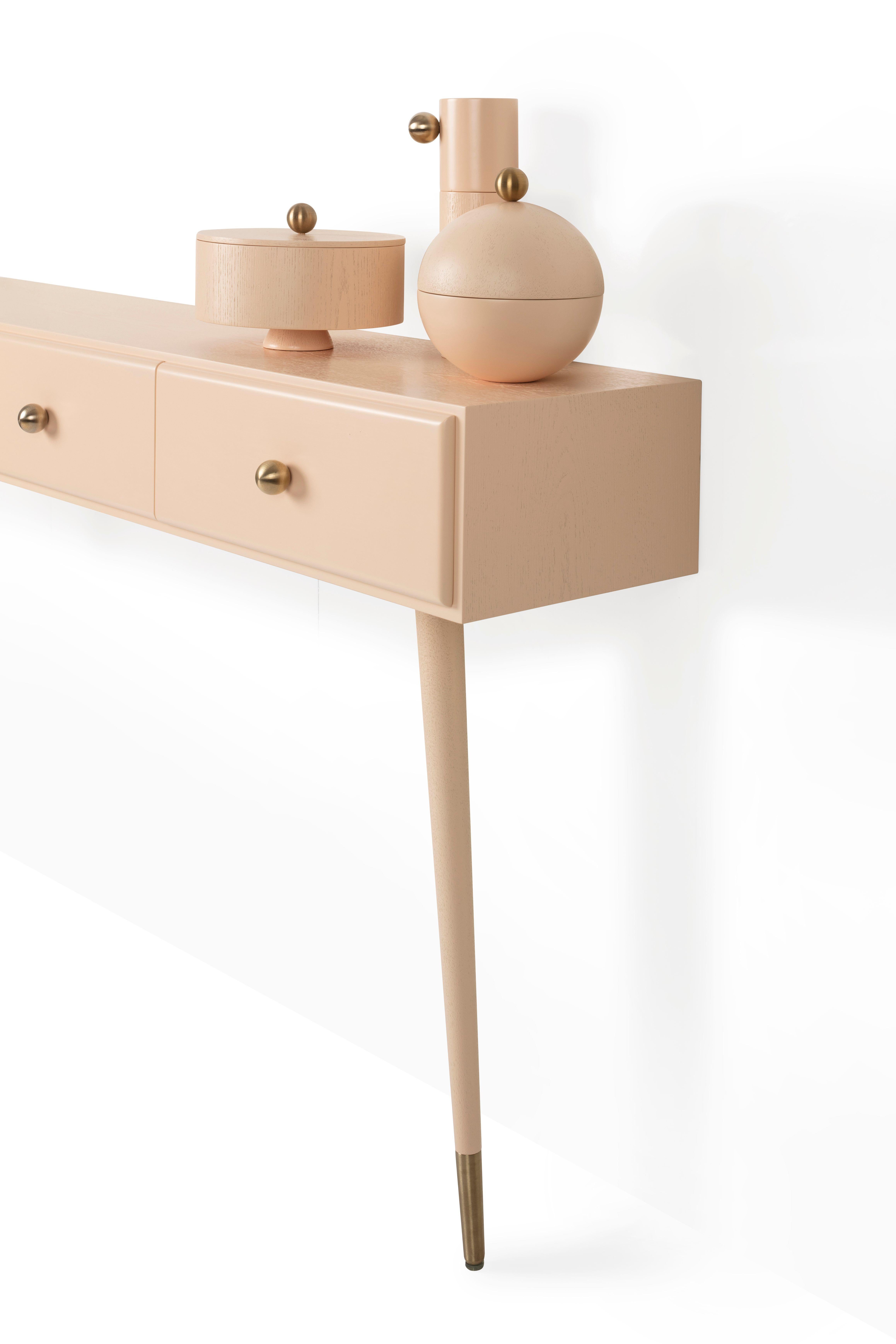 Wood Colorful Console by Thomas Dariel For Sale