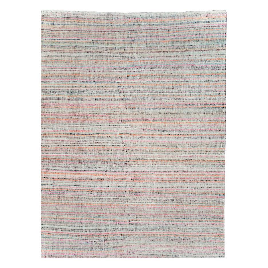 Bunter zeitgenössischer handgefertigter türkischer Flachgewebe-Kilim Großer Teppich in Raumgröße (Moderne) im Angebot