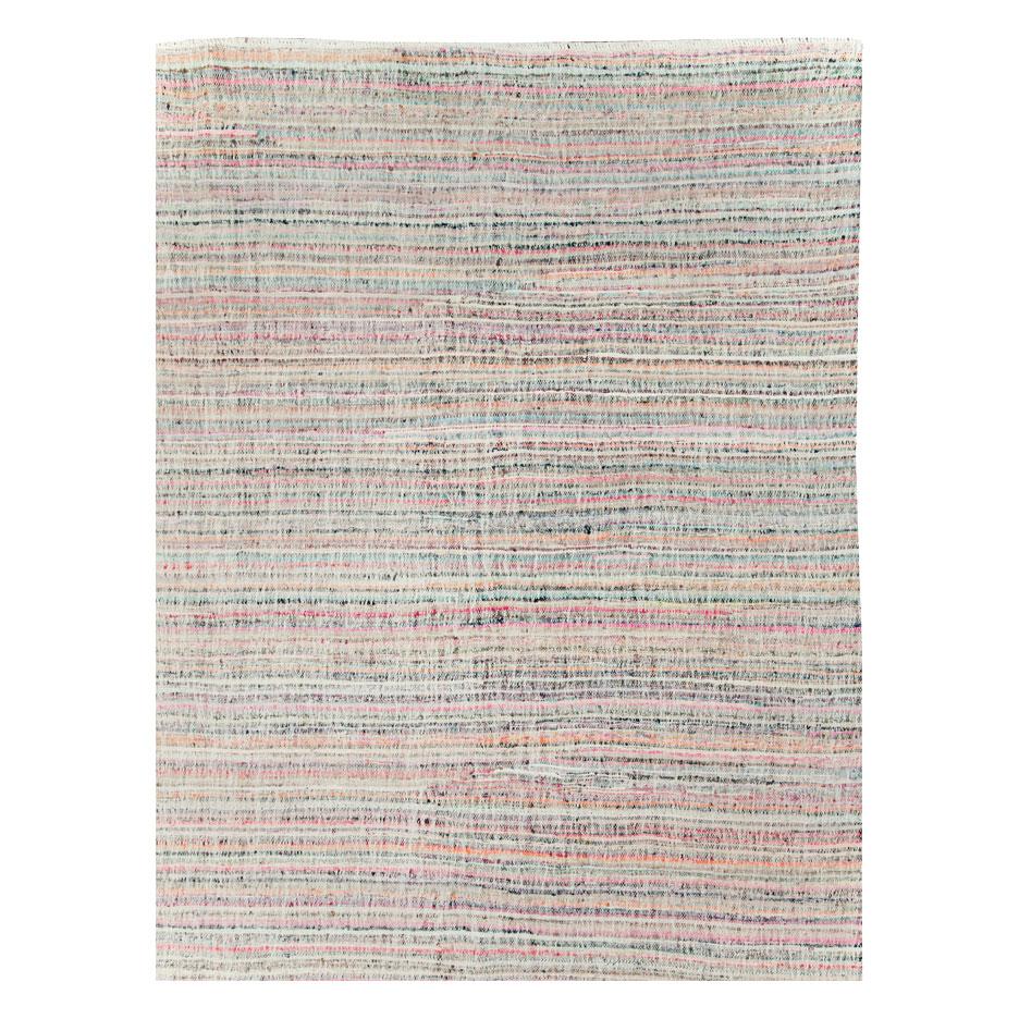 Bunter zeitgenössischer handgefertigter türkischer Flachgewebe-Kilim Großer Teppich in Raumgröße (Türkisch) im Angebot